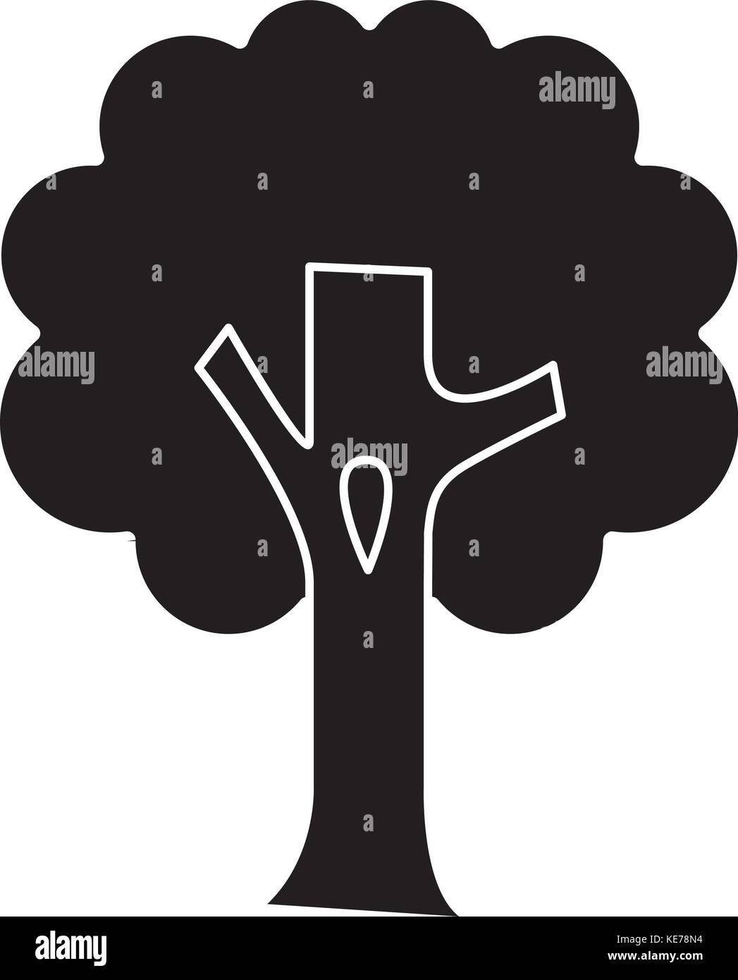 Grand arbre, icône illustration vectorielle, panneau noir sur fond isolé Illustration de Vecteur