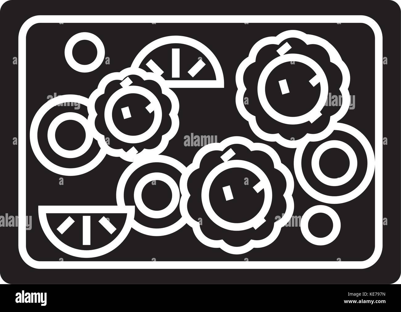 Frits légumes, icône illustration vectorielle, panneau noir sur fond isolé Illustration de Vecteur