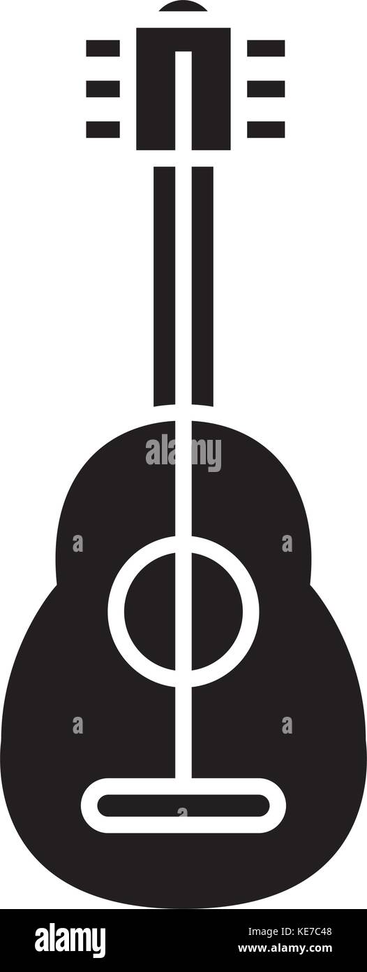 L'icône de la guitare flamenca, vector illustration, panneau noir sur fond isolé Illustration de Vecteur