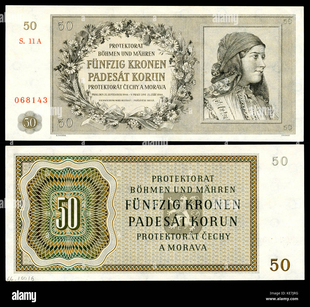 BOH&MOR 10 Protectorat de Bohême et Moravie 50 Korun (1944) Banque D'Images