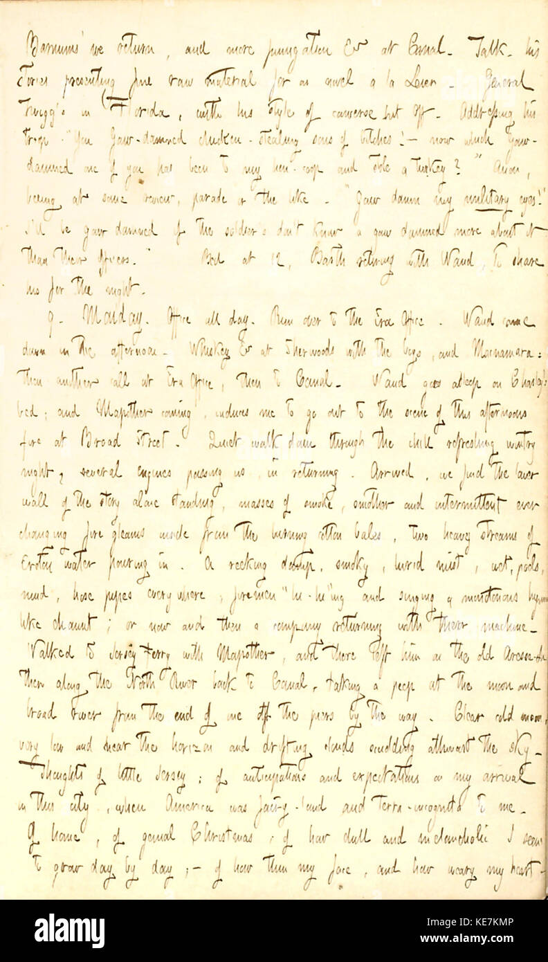 Thomas Butler Gunn Diaries Volume 2, page 21, Décembre 89, 1850 Banque D'Images