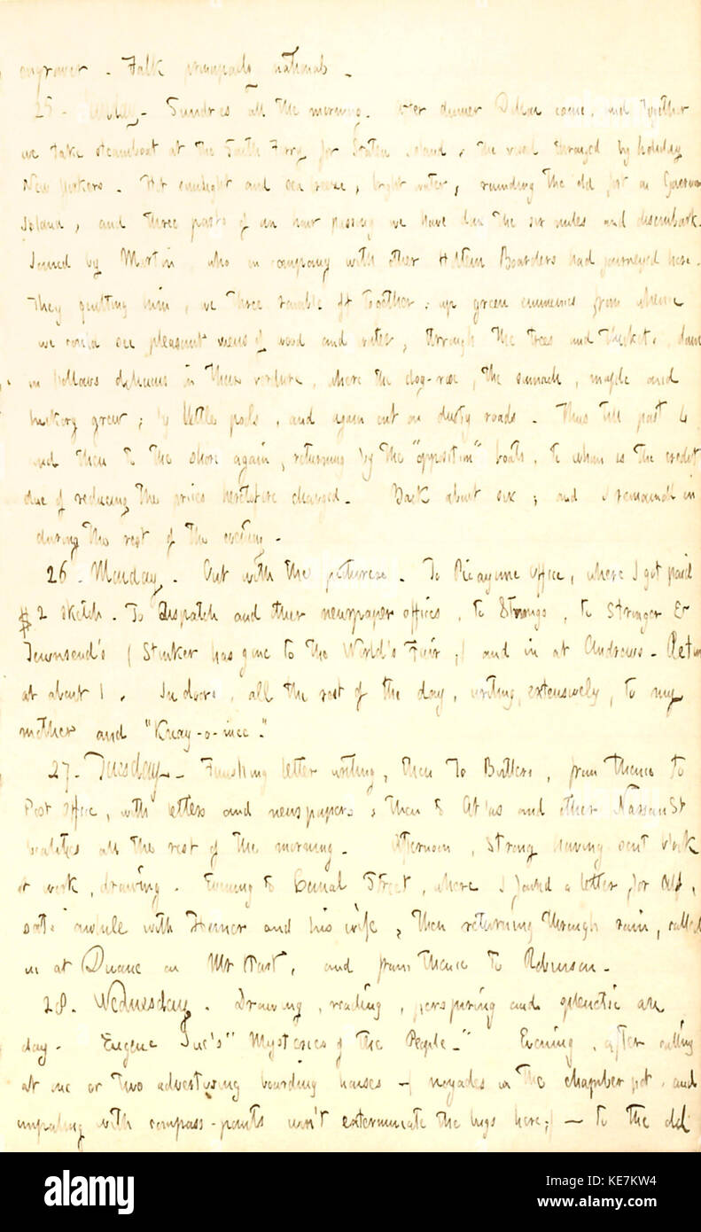 Thomas Butler Gunn Diaries Volume 2, page 108, mai 2428, 1851 Banque D'Images