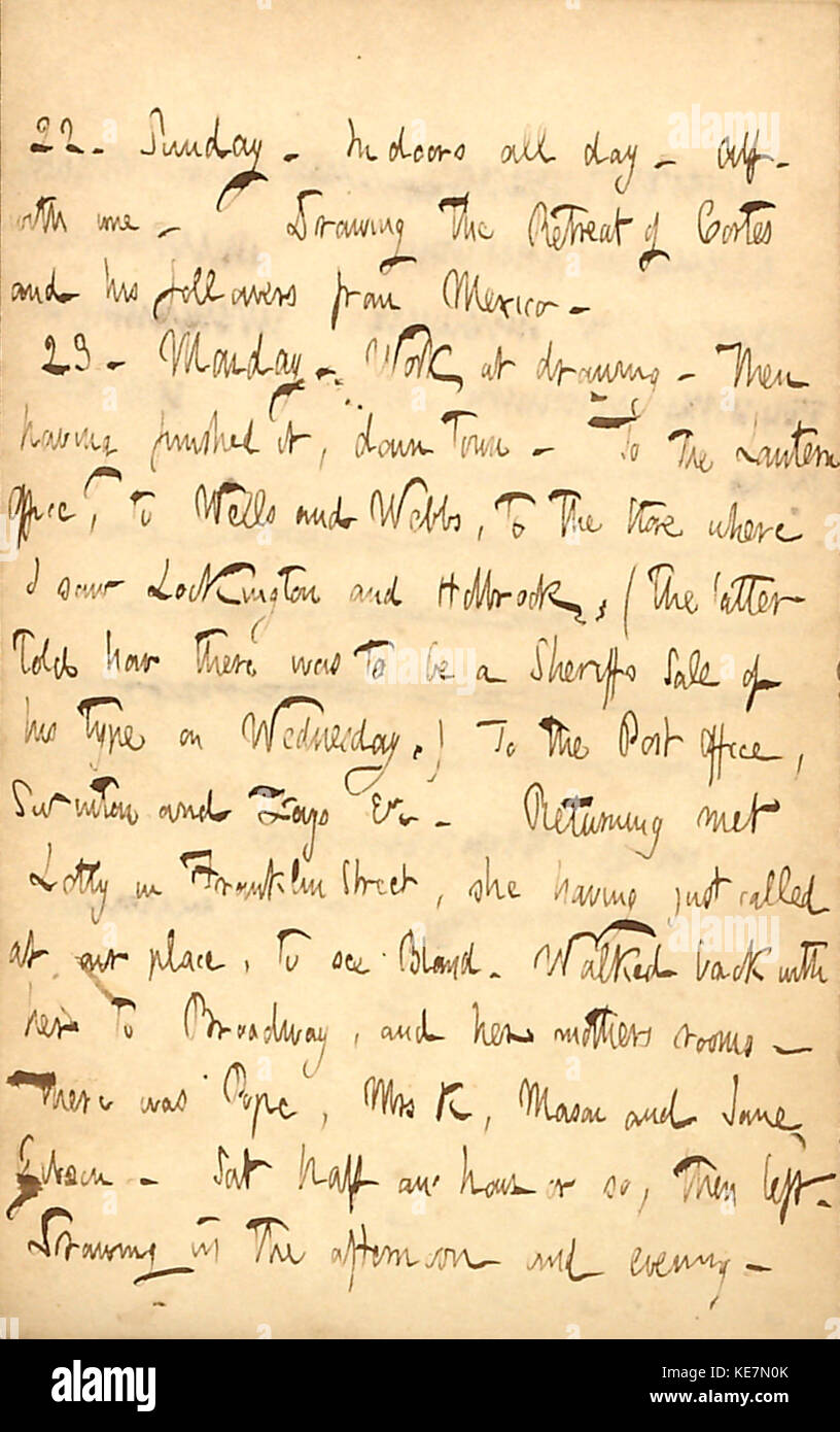 Thomas Butler Gunn Diaries Volume 4, page 40, 22 février 23, 1852 Banque D'Images