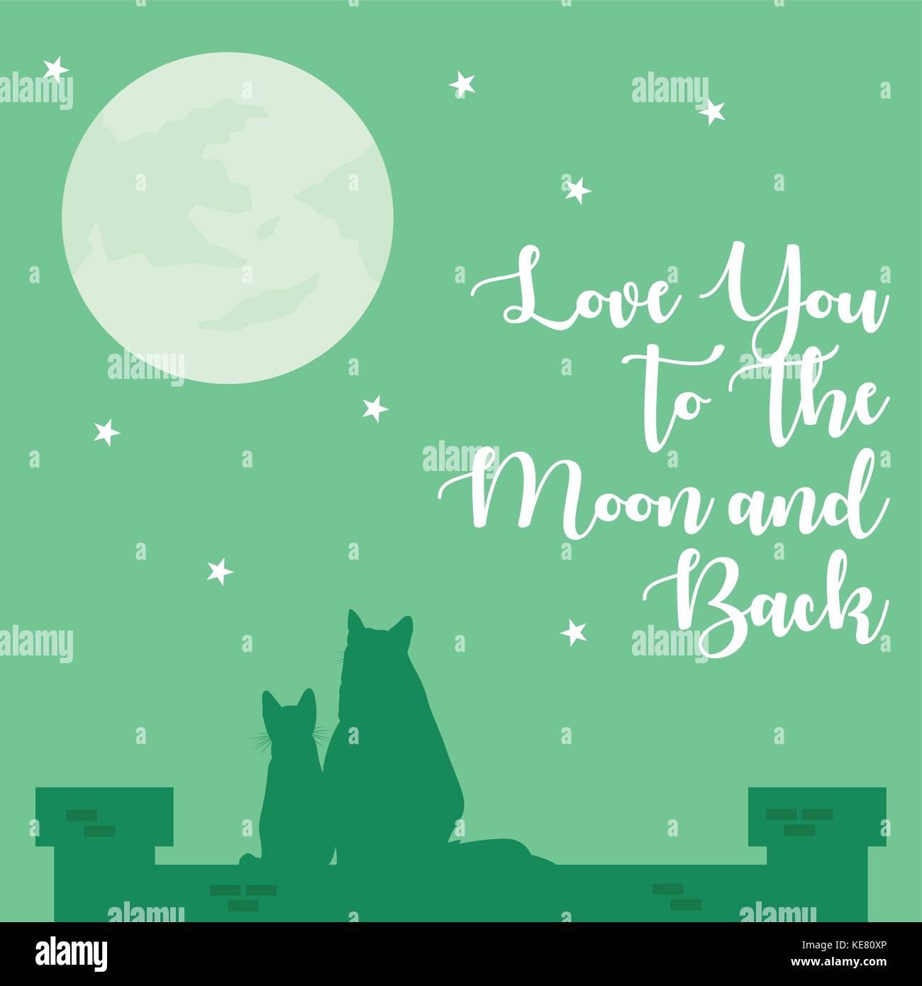 Un vecteur illustration de l'amour vous à la lune et retour poster Illustration de Vecteur