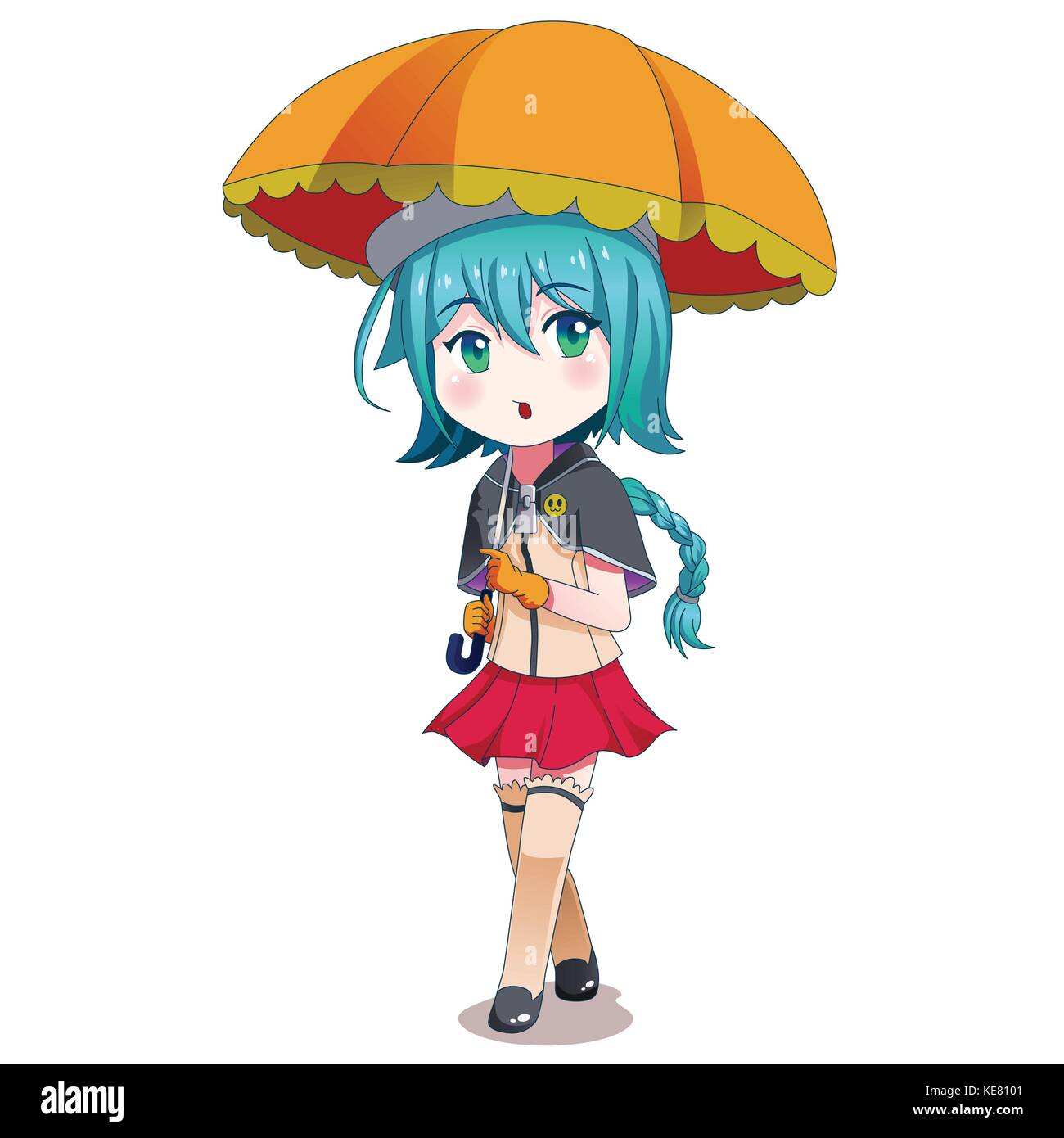 Un vecteur illustration de anime girl holding umbrella Illustration de Vecteur