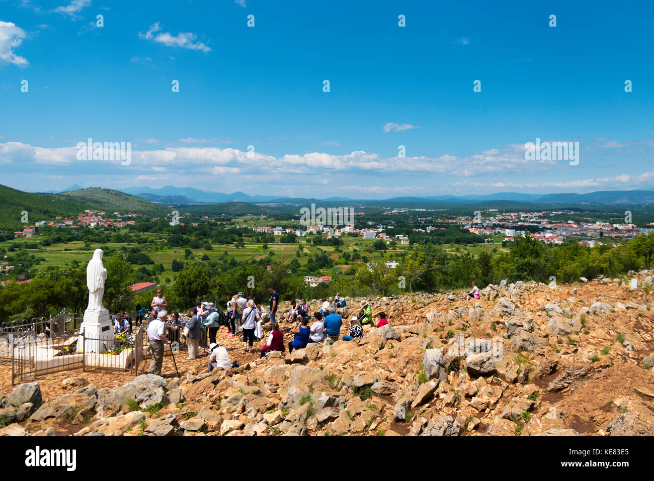 La Colline des apparitions (Croix Bleue) ; Medjugorje, Bosnie et Herzégovine Banque D'Images