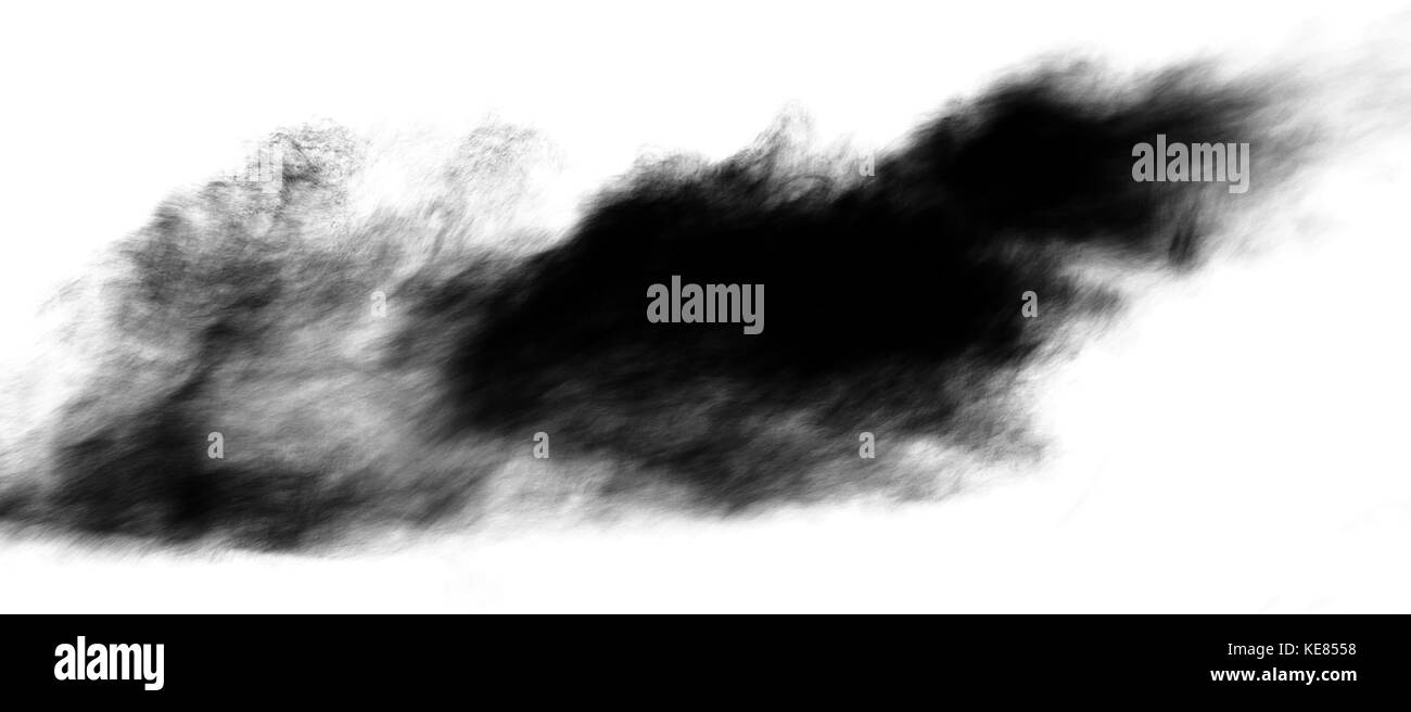 Fumée noire isolé sur fond blanc Banque D'Images