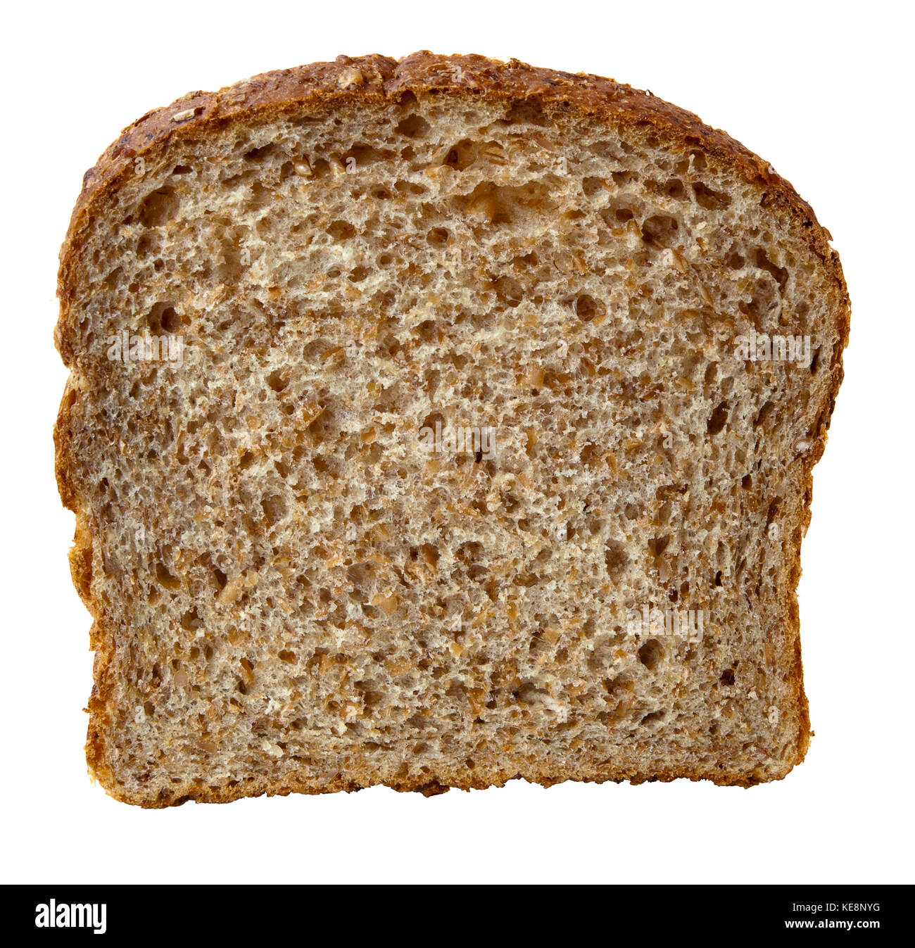 Isolated tranche de pain de blé entier. Banque D'Images