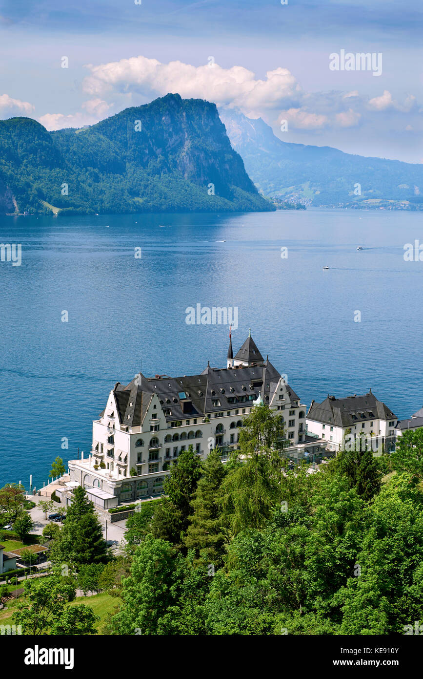 Hotel, Parkhotel, dans la montagne de l'arrière Bürgenstock, Vierwaldstättersee, Vitznau, canton de Lucerne, Suisse Banque D'Images