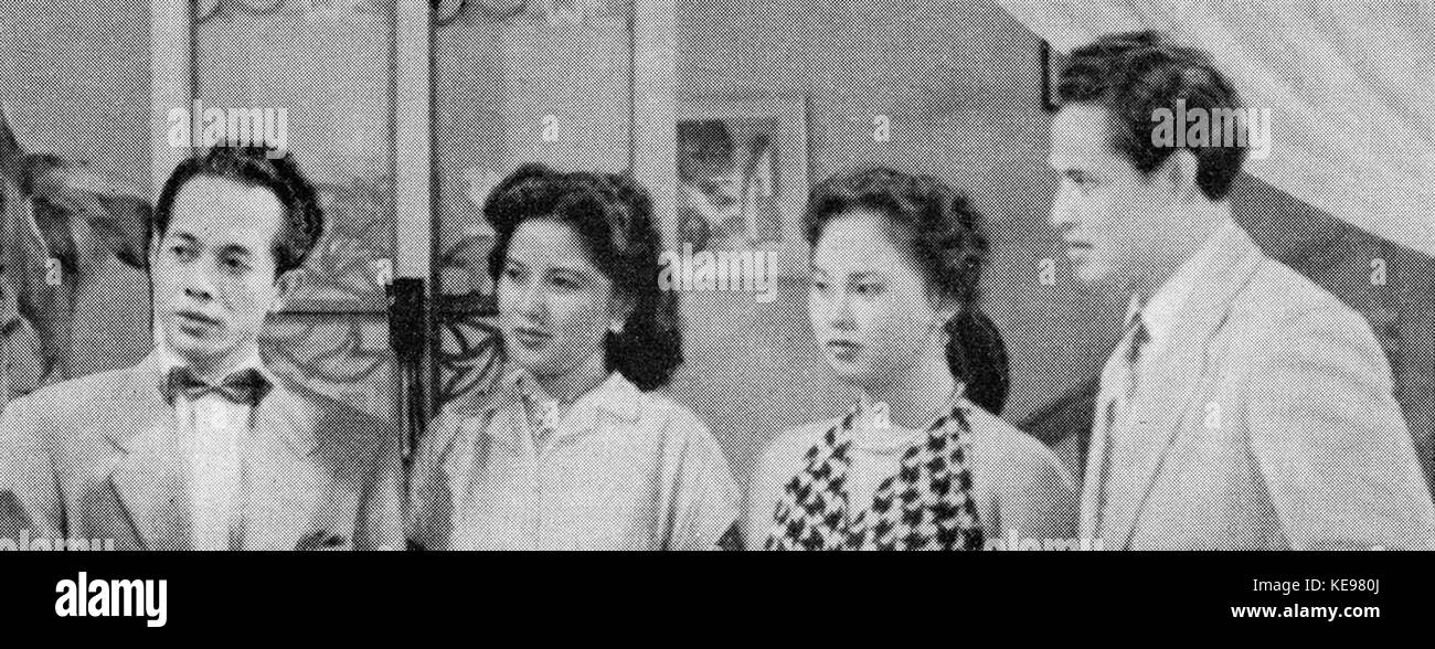 Les quatre grands, Persari Sumarni (Darussalam, Titien, Netty, Herawaty et Rd Mochtar), le cinéma Varia 1.4 (mars 1954), p23 Banque D'Images