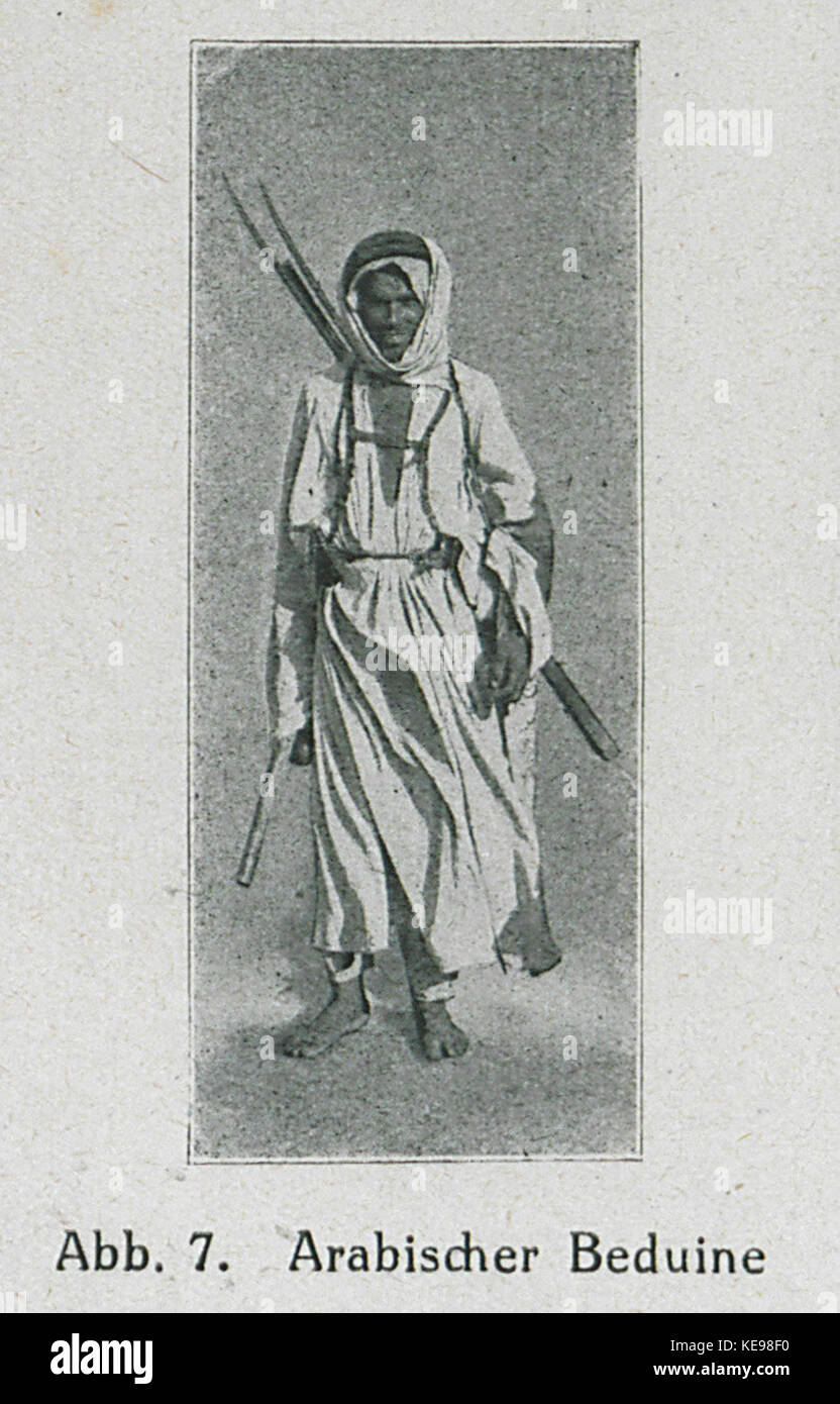 Portrait d'un bédouin arabe, peint par Ewald Banse en 1919, reflétant la culture et le mode de vie des tribus bédouines au début du XXe siècle. Banque D'Images