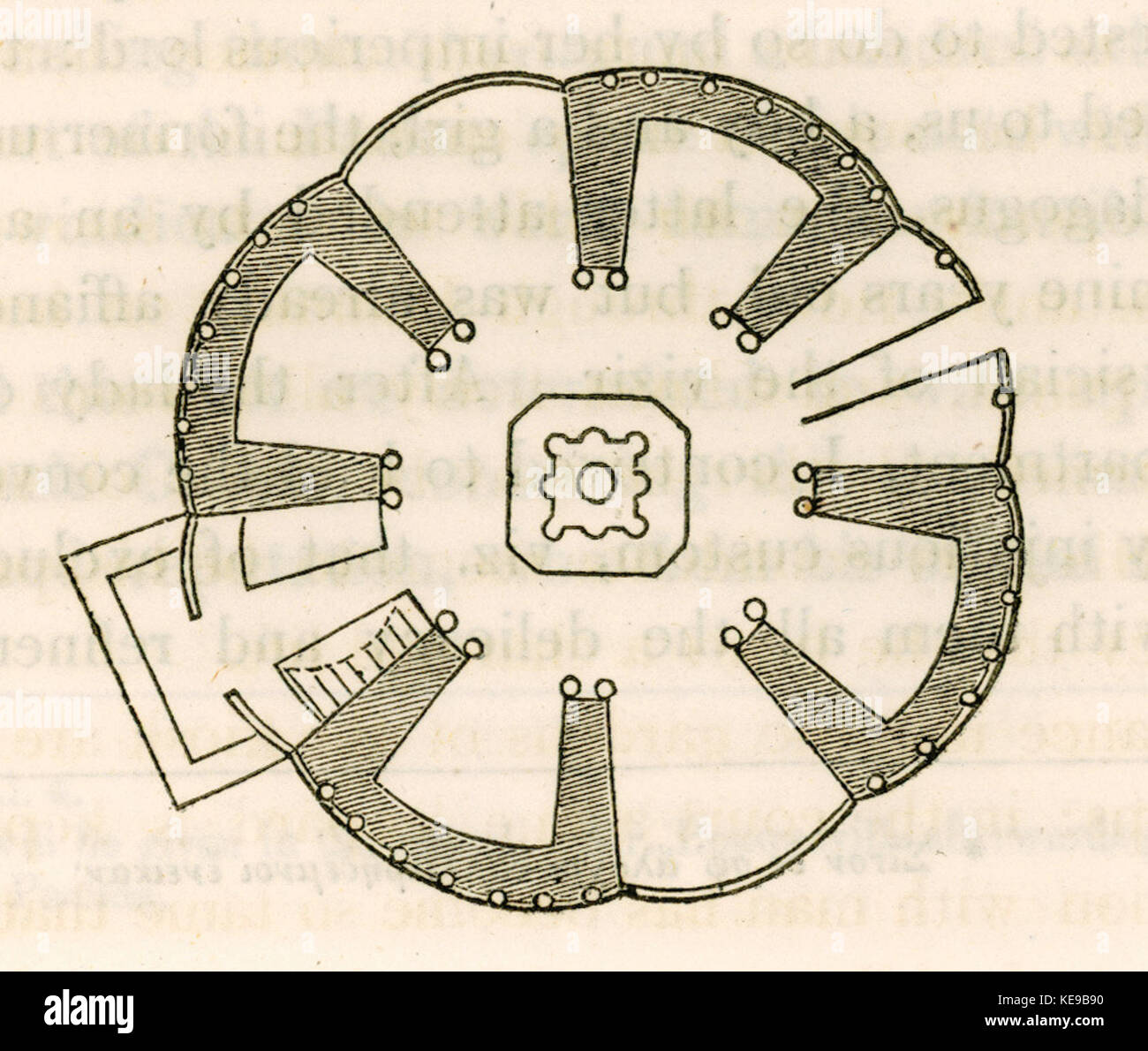 Curieux d'un jet d'eau à Ioannina Il se compose d'un petit château construit de marbre surmontées de cannon, et entouré de Thomas Hughes Nouveau Smart 1820 Banque D'Images