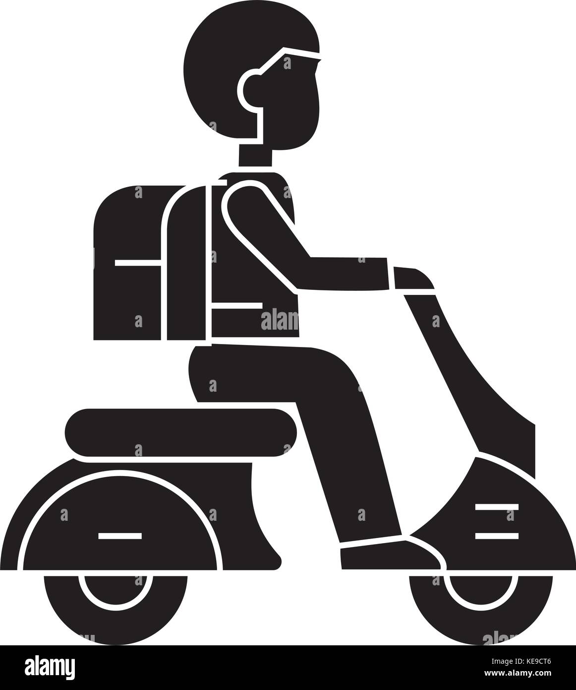 Icône de voyage scooter, vector illustration, signe sur fond isolé Illustration de Vecteur