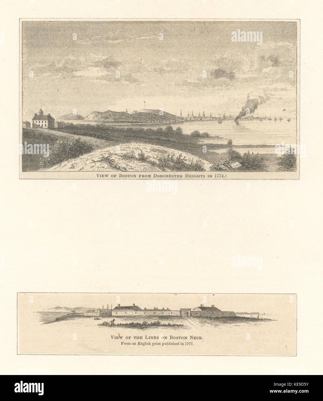 Vue De Boston A Partir De Dorchester Heights En 1774 Afficher Des Lignes De Cou De Boston D Un Francais Imprimer Publie En 1777 Nypl B Photo Stock Alamy