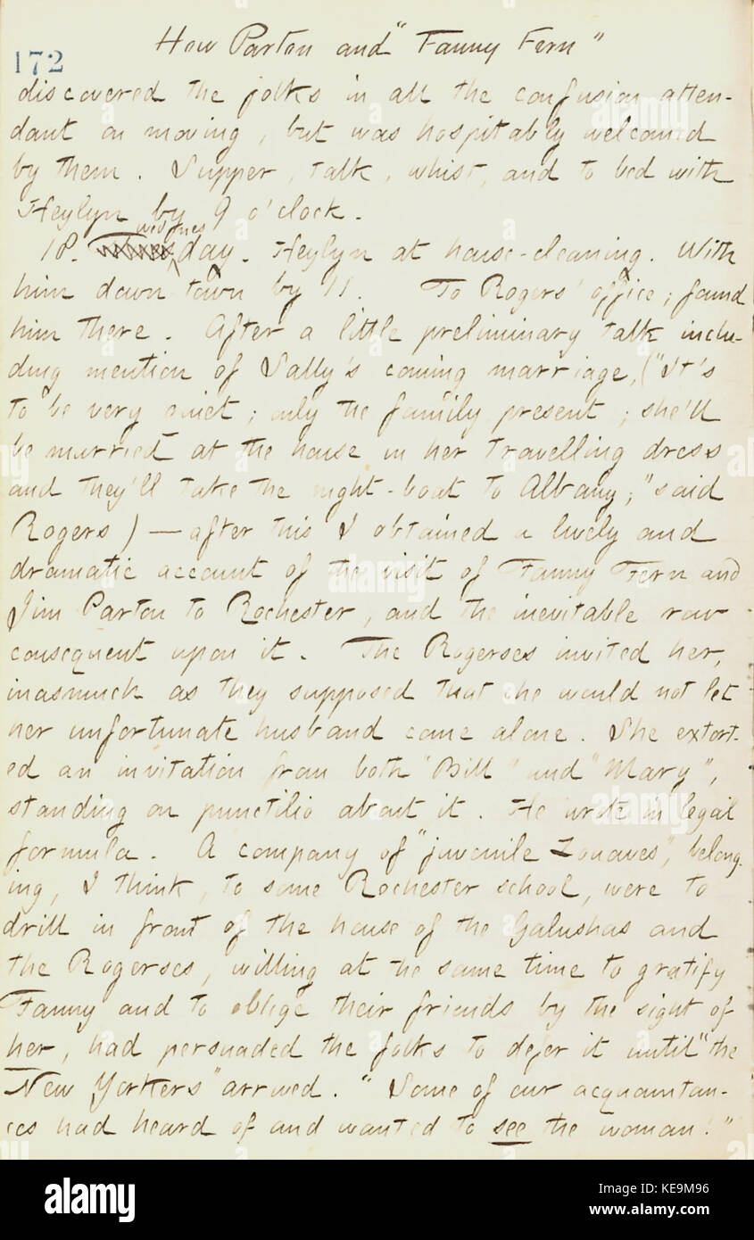 Thomas Butler Gunn Diaries Volume 17, page 185, Septembre 17, 1861 Banque D'Images