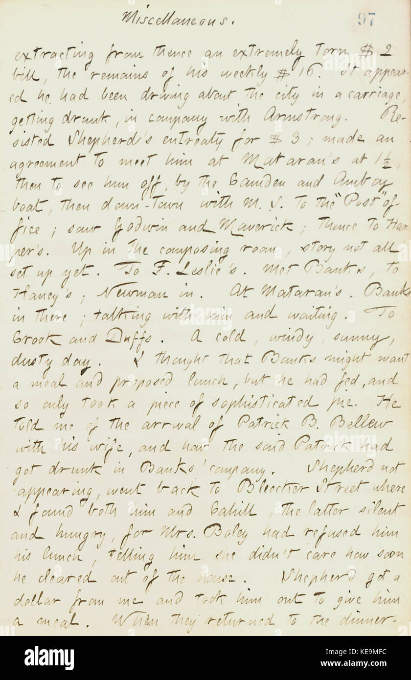 Thomas Butler Gunn Diaries Volume 18, page 108, Décembre 21, 1861 Banque D'Images