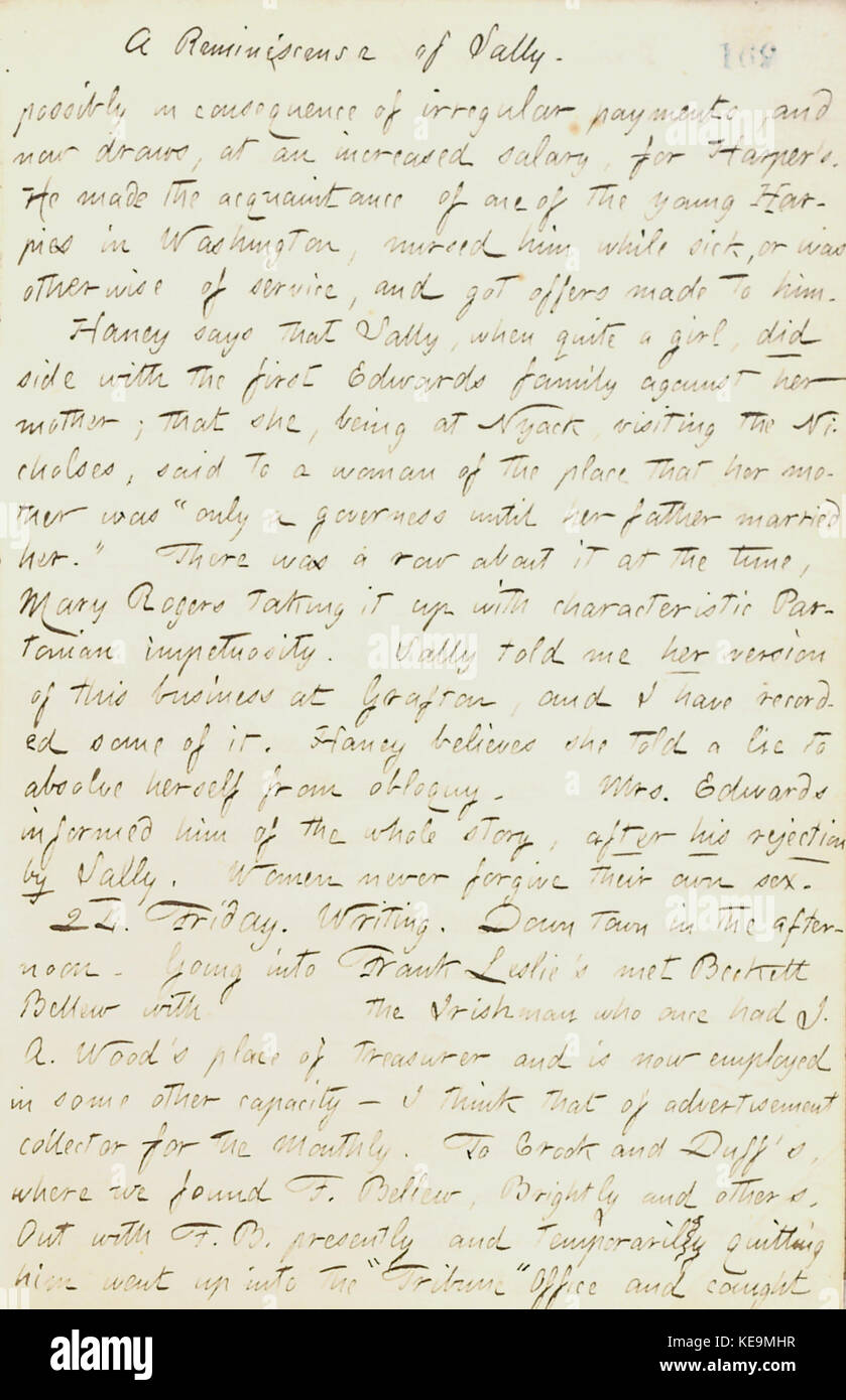 Thomas Butler Gunn Diaries Volume 18, page 186, Janvier 23, 1862 Banque D'Images