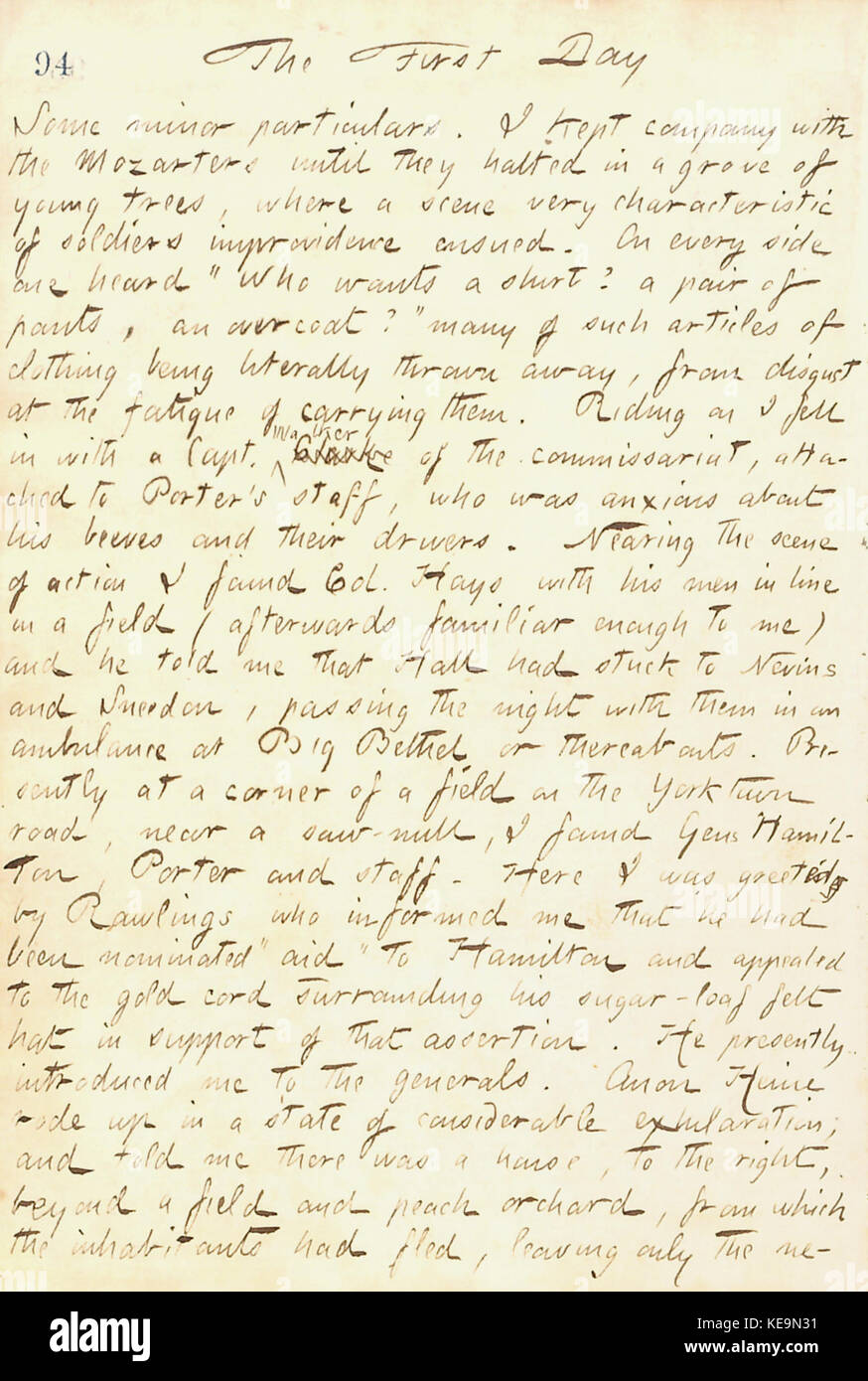 Thomas Butler Gunn Diaries Volume 19, page 108, 5 avril 1862 Banque D'Images