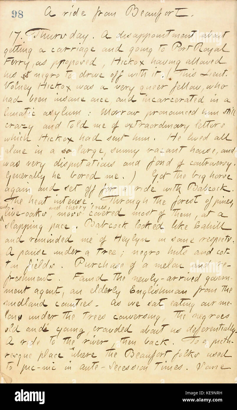 Thomas Butler Gunn Diaries Volume 20, page 108, Juillet 17, 1862 Banque D'Images
