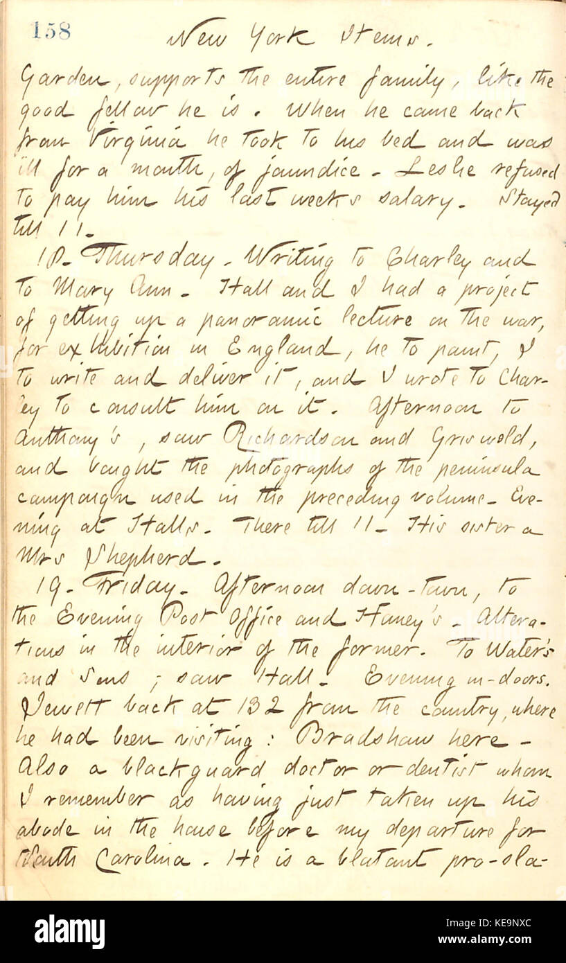 Thomas Butler Gunn Diaries Volume 20, page 172, Septembre 17, 1862 Banque D'Images