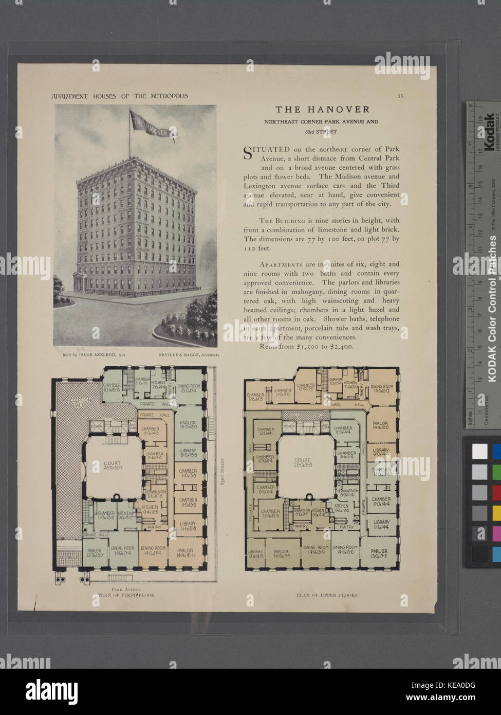 Le coin nord-est de Hanovre, Park Avenue et 83e Rue ; Plan d'étage ; plan d'étage supérieur (NYPL b12647274 464739) Banque D'Images