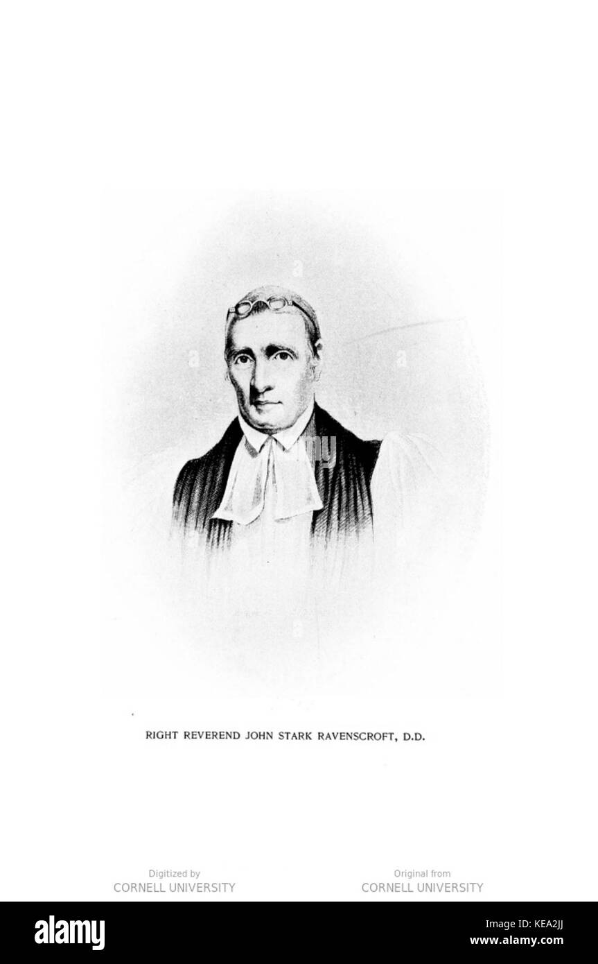 Cette image représente le très révérend John Stark Ravenscroft, un évêque anglican influent en Caroline du Nord au XIXe siècle. Il a joué un rôle déterminant dans le développement de l’Église épiscopale dans la région. Banque D'Images