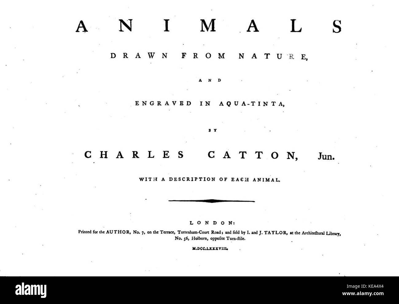 Charles Catton, les animaux (1788) Page1 Image1 Banque D'Images