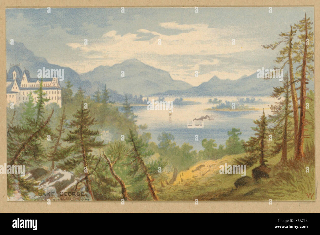 Douze Vues Saratoga Lake George par Boston Public Library Banque D'Images