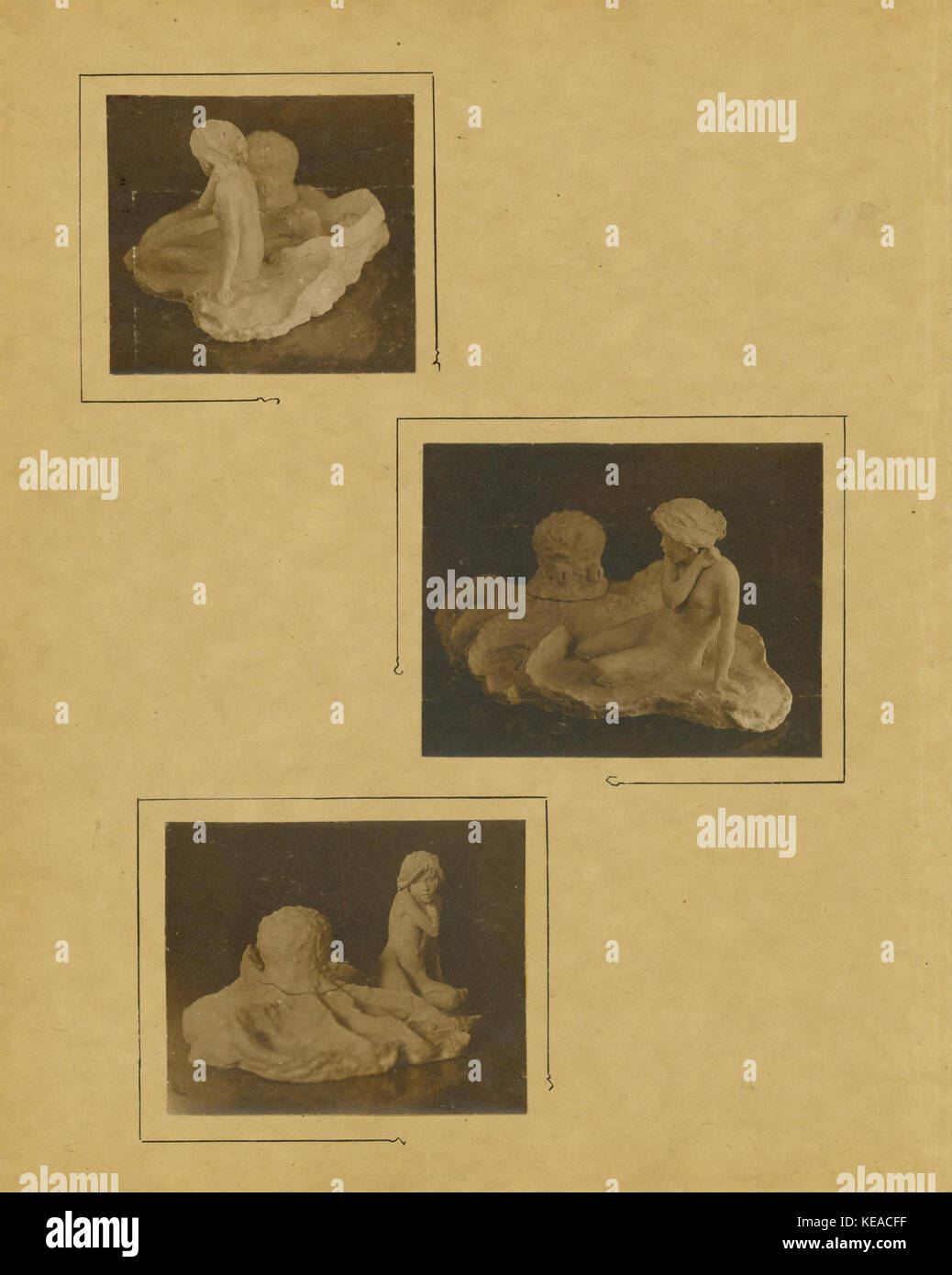 Stand d'encre en terre cuite (Fille avec Octopus), des sculptures de Caroline risque avec des photographies par Williamina Parrish, la page 1 Banque D'Images