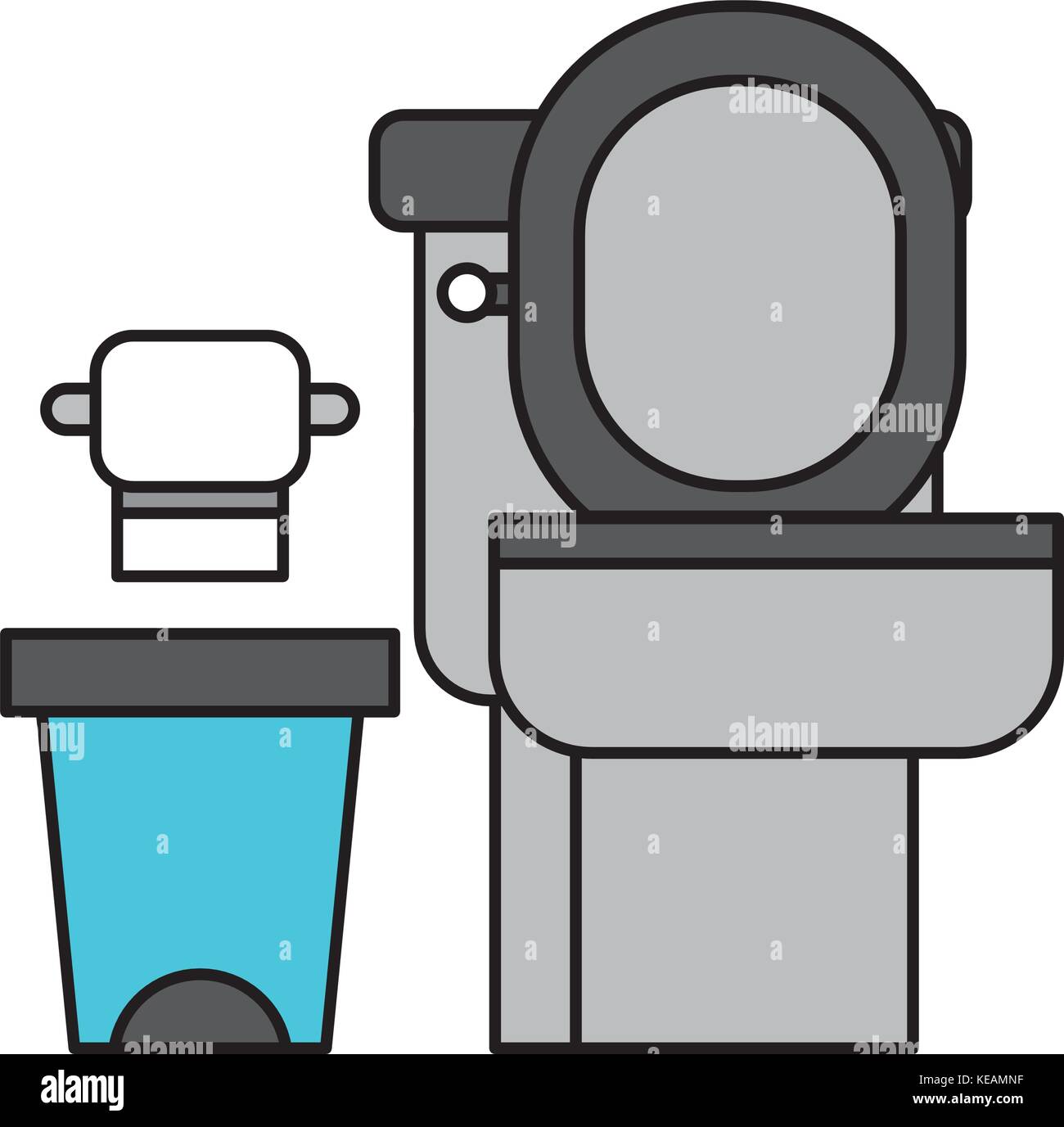 Corbeille de la cuvette des toilettes et baignoire équipement papier cartoon Illustration de Vecteur