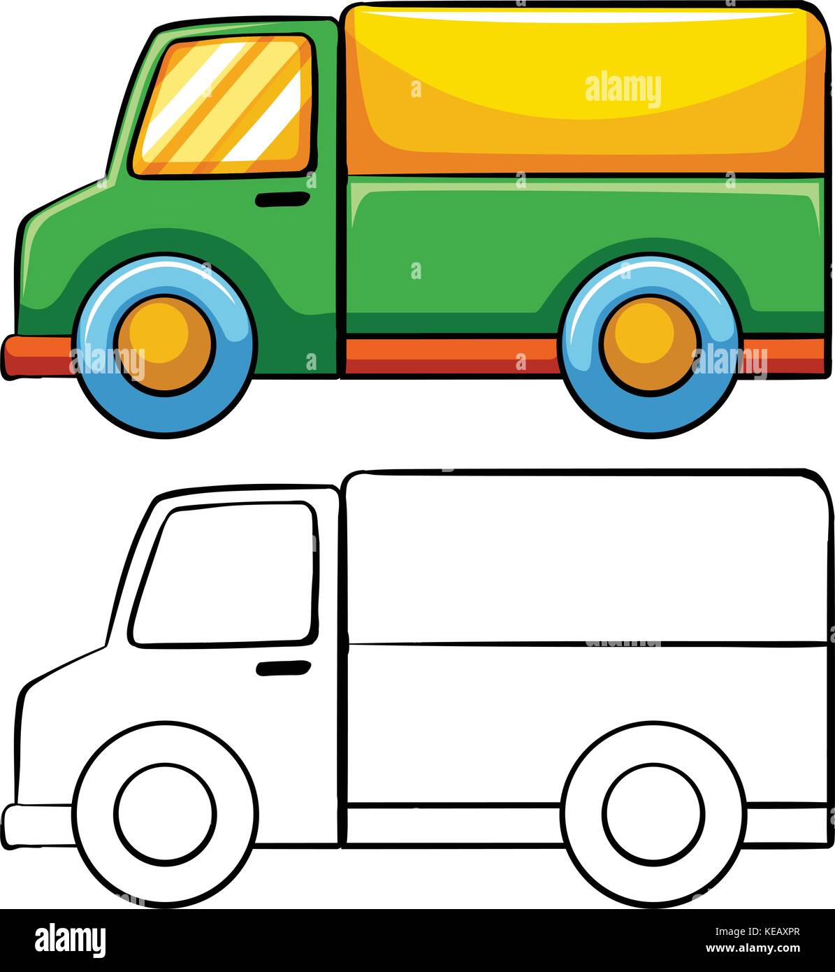 Des camions de livraison en dessin simple Illustration de Vecteur