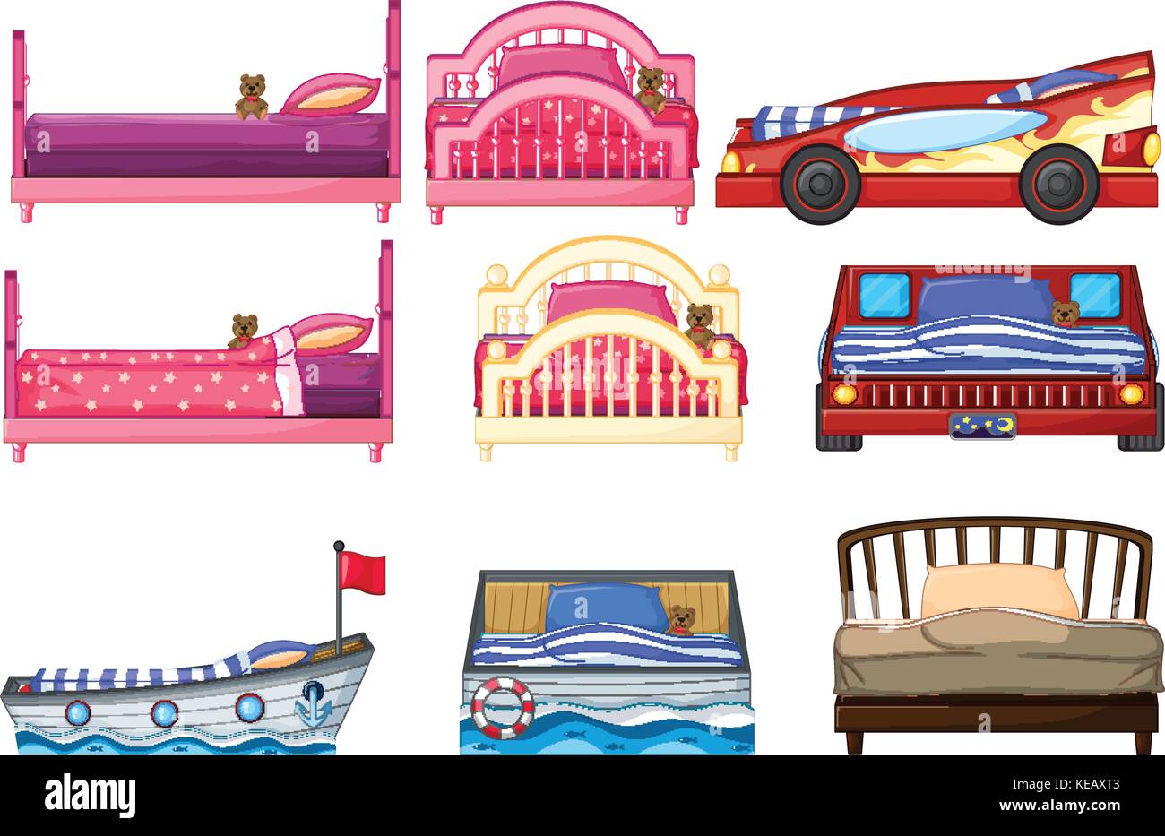Illustration des différents types de chambres design Illustration de Vecteur