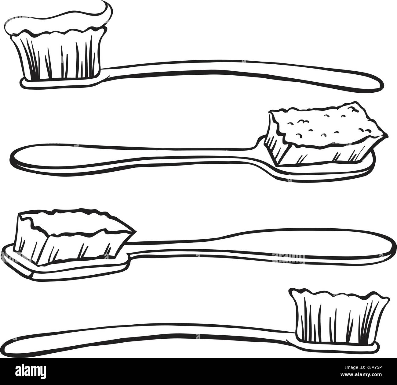 Quatre différents modèles de brosses à dents à coller Illustration de Vecteur