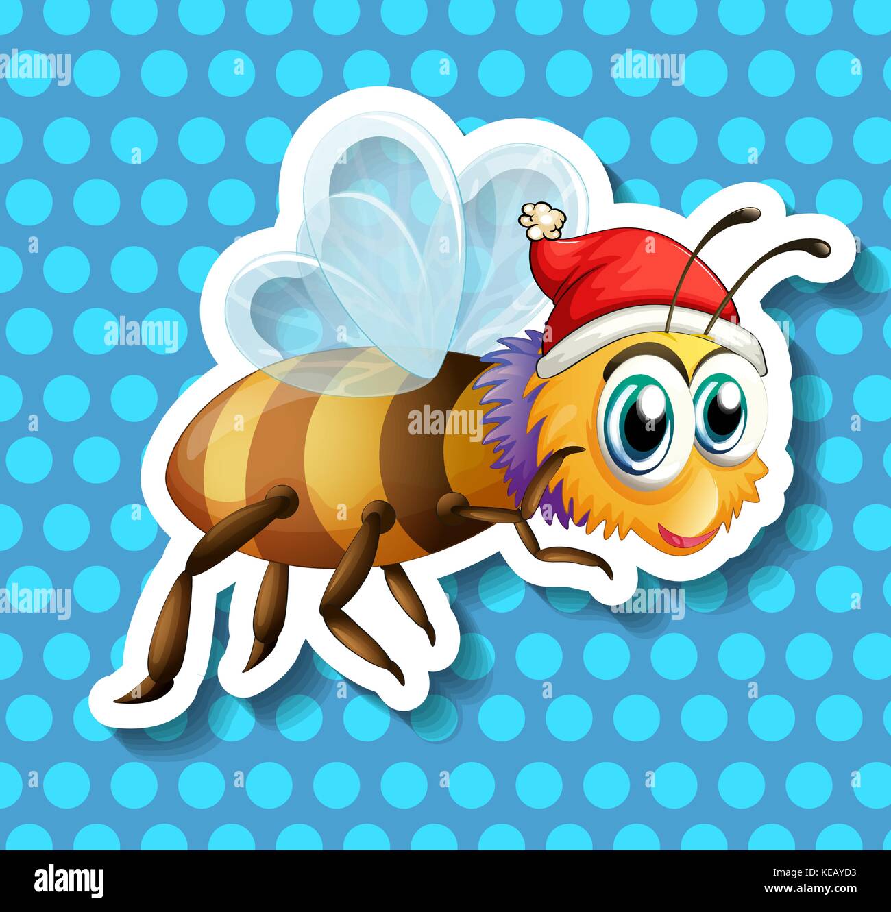 Avec bee christmas hat flying Illustration de Vecteur