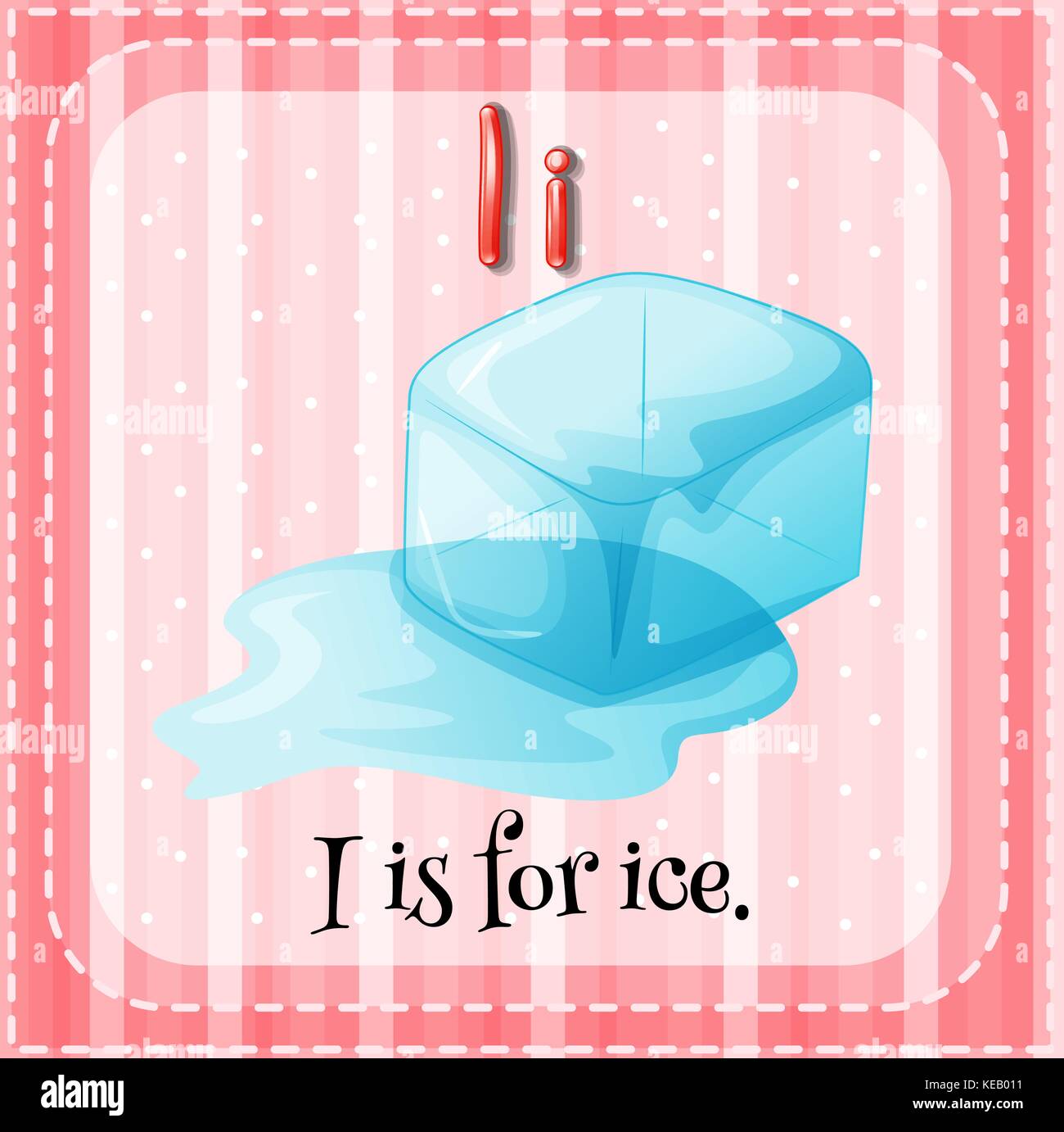 Carte flash lettre i est pour la glace Illustration de Vecteur