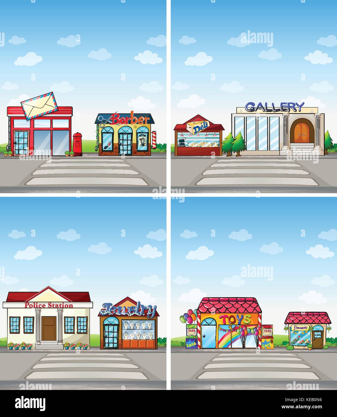 Différents types de magasins Illustration de Vecteur