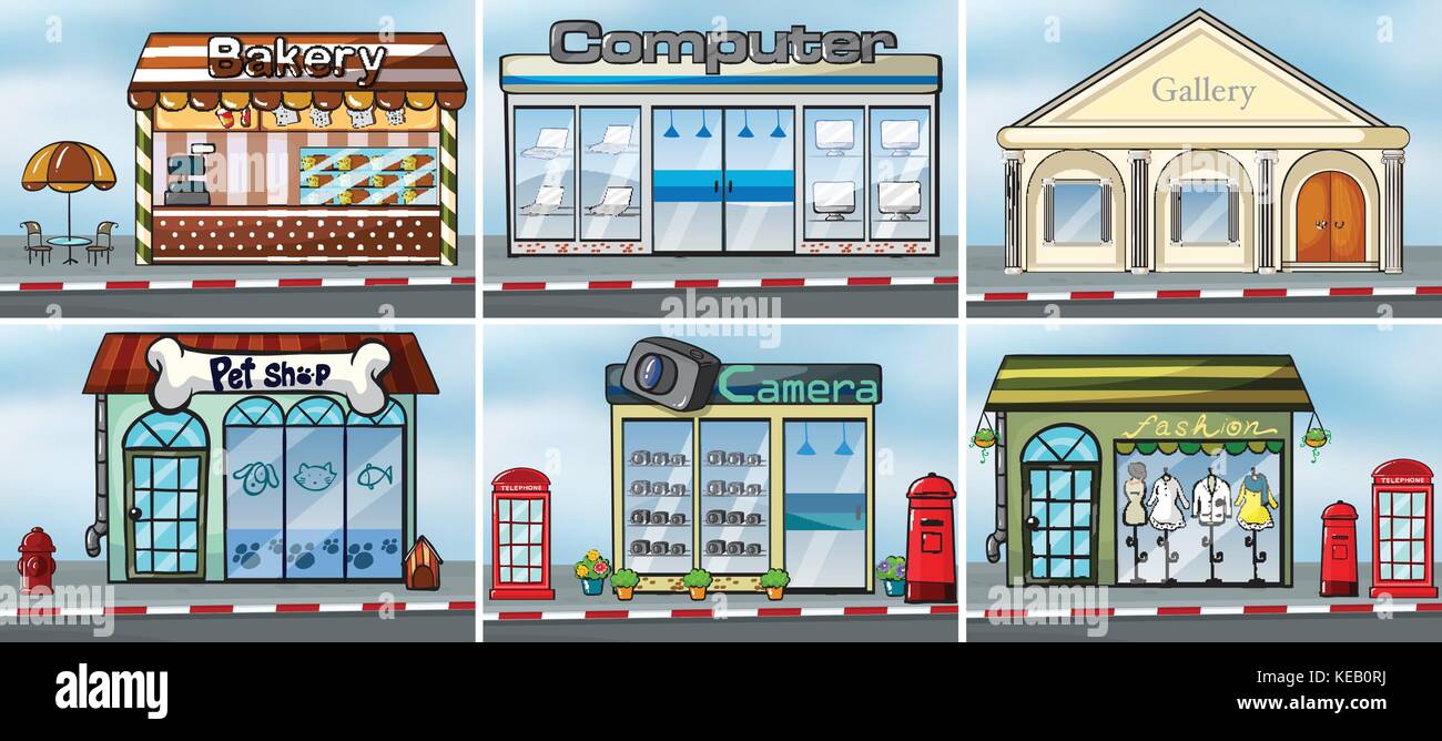 Différents types de magasins Image Vectorielle Stock Alamy
