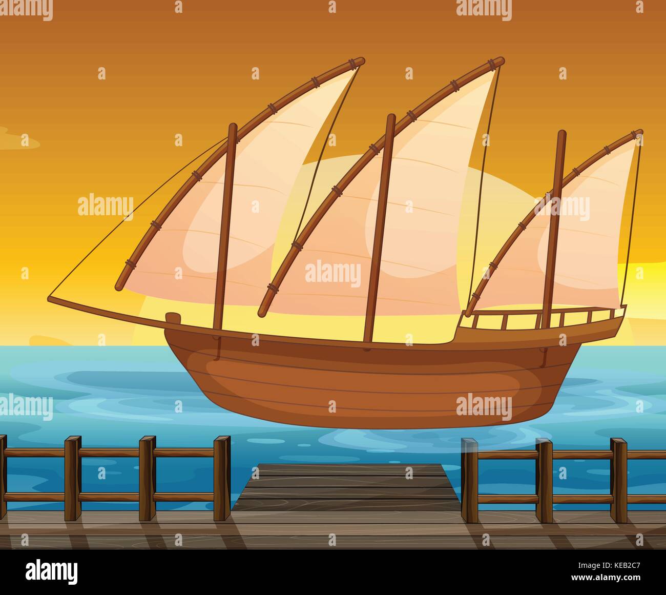 Illustration d'un navire le portage par l'embarcadère Illustration de Vecteur