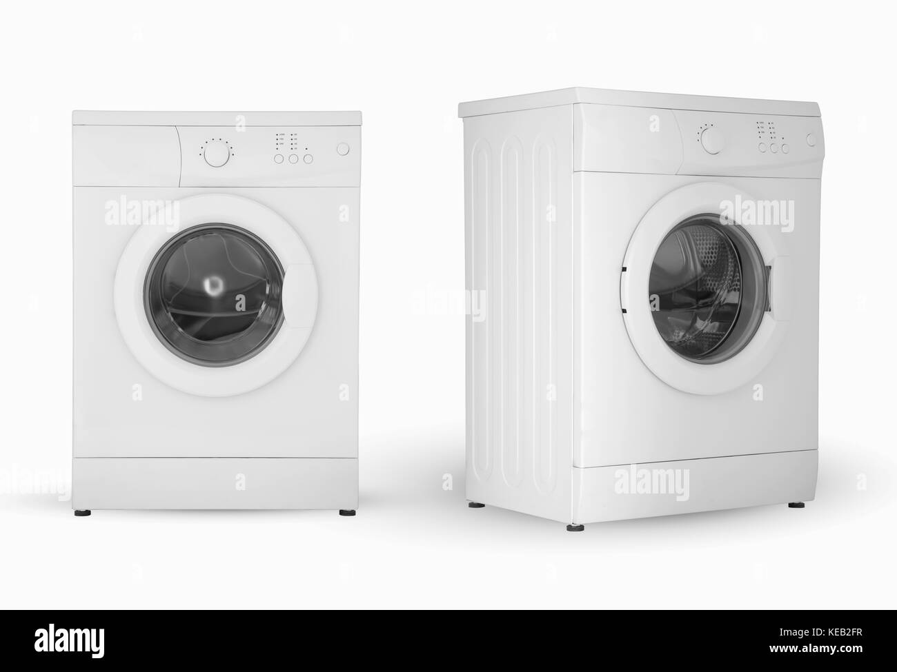 Lave-linge ménage moderne deux positions sur un fond blanc Banque D'Images