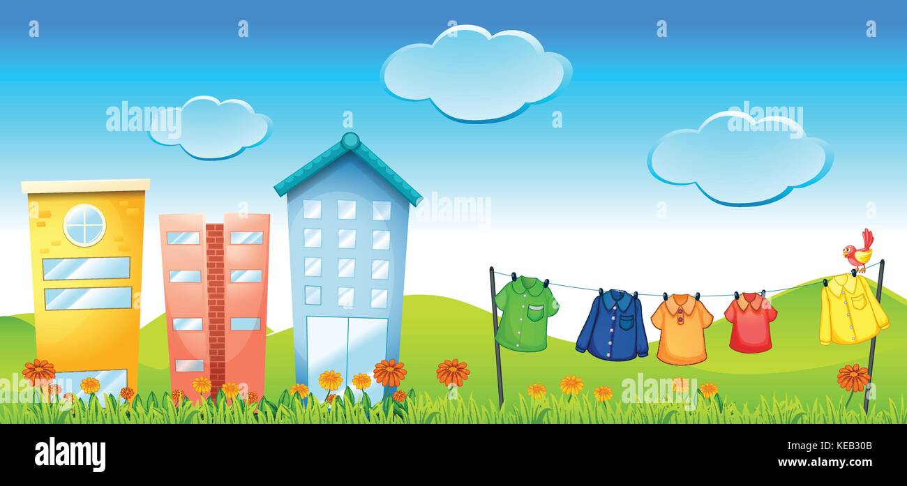 Illustration d'une scène urbaine sur une journée ensoleillée Illustration de Vecteur
