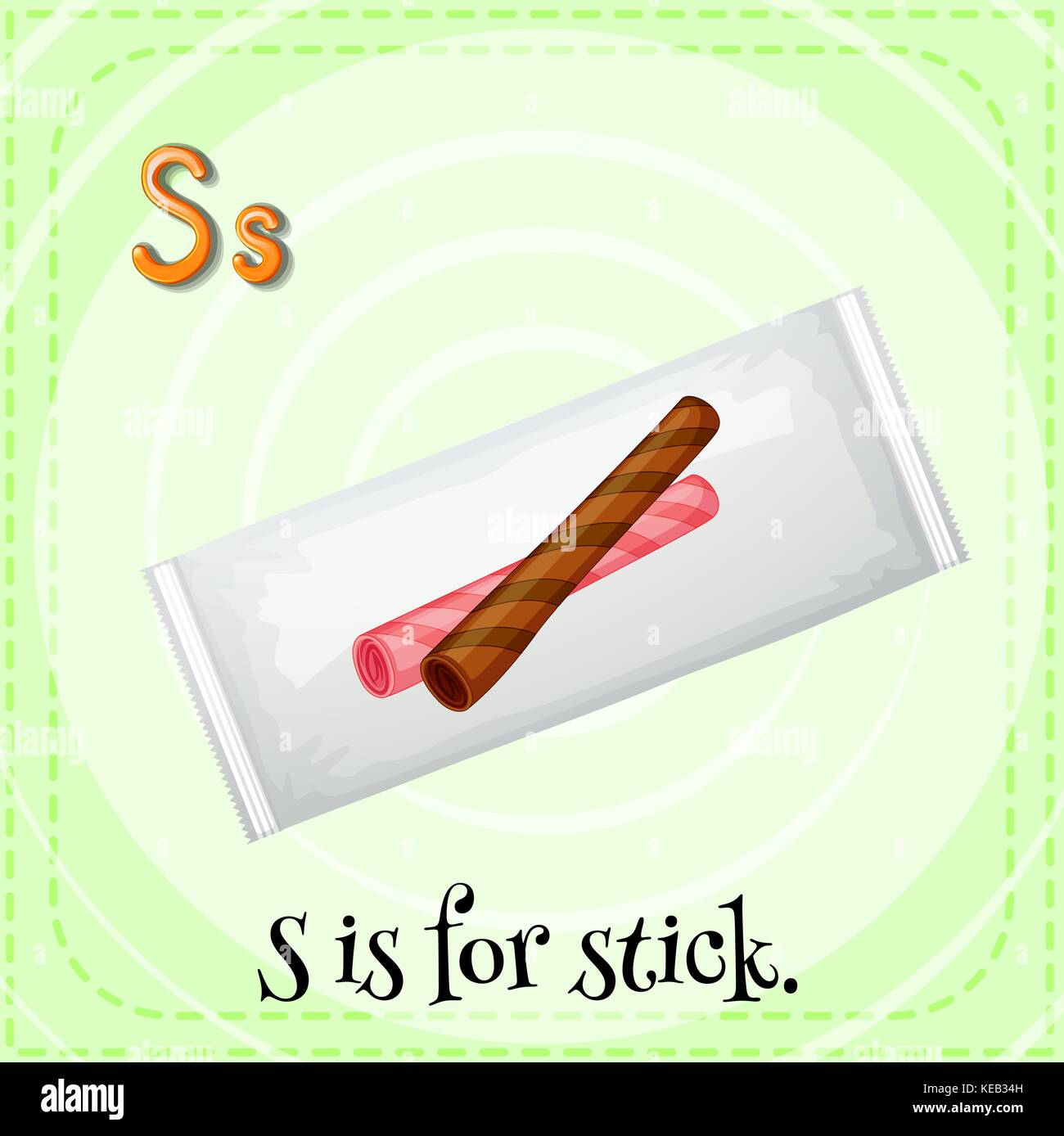 Jeu de lettre s'est pour stick avec un fond vert Illustration de Vecteur