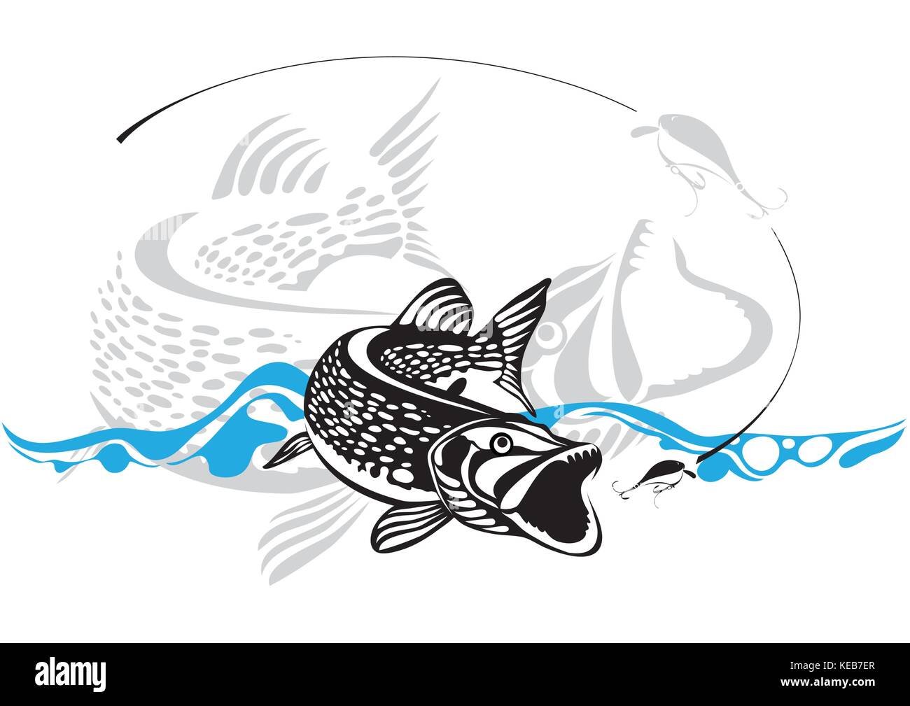 Le brochet, leurre de pêche, vector illustration Illustration de Vecteur
