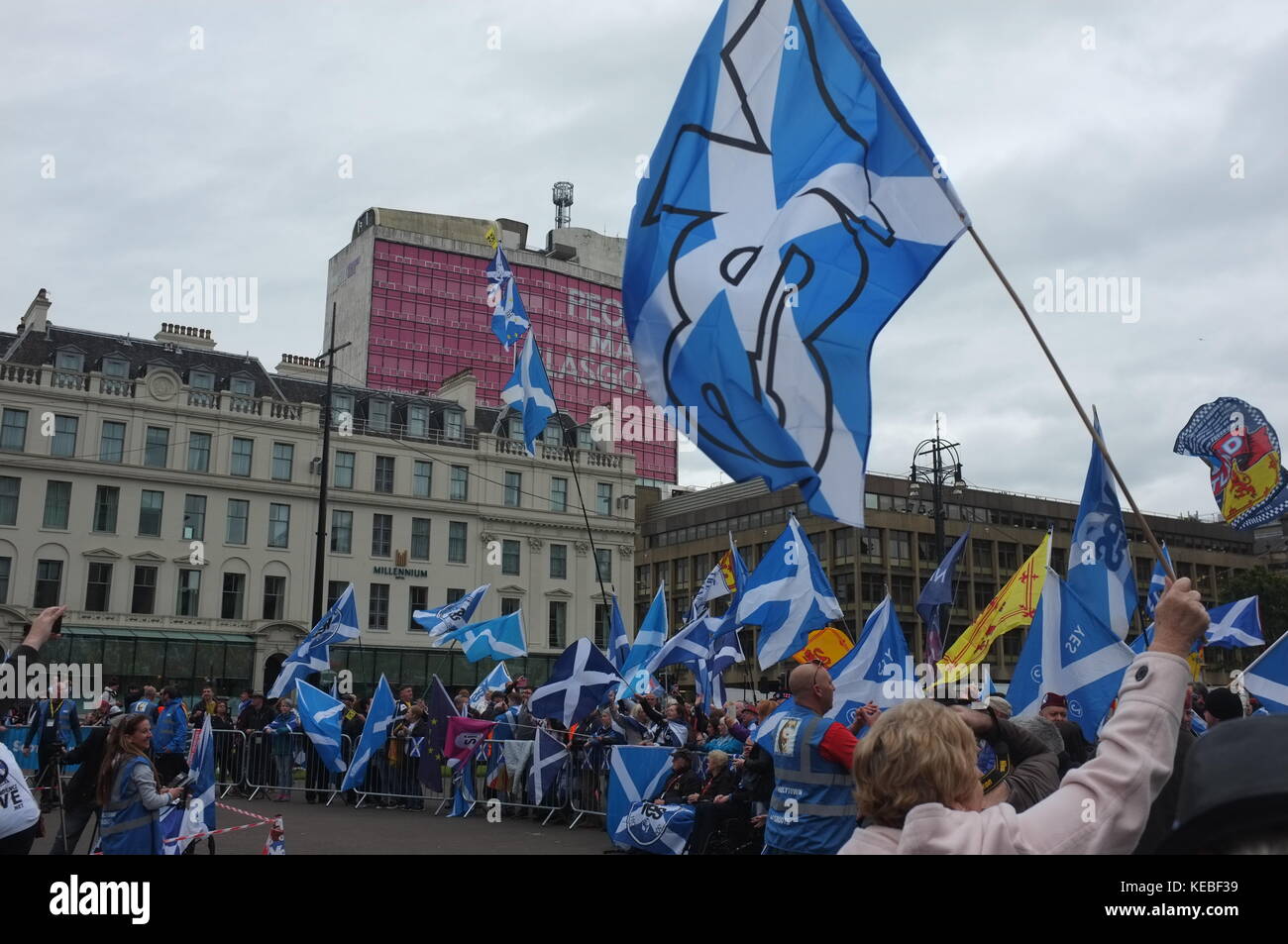 Pro-indépendance rallye organisé par l'espoir sur la peur, Glasgow, Ecosse, Royaume-Uni. 16 septembre 2017. Banque D'Images