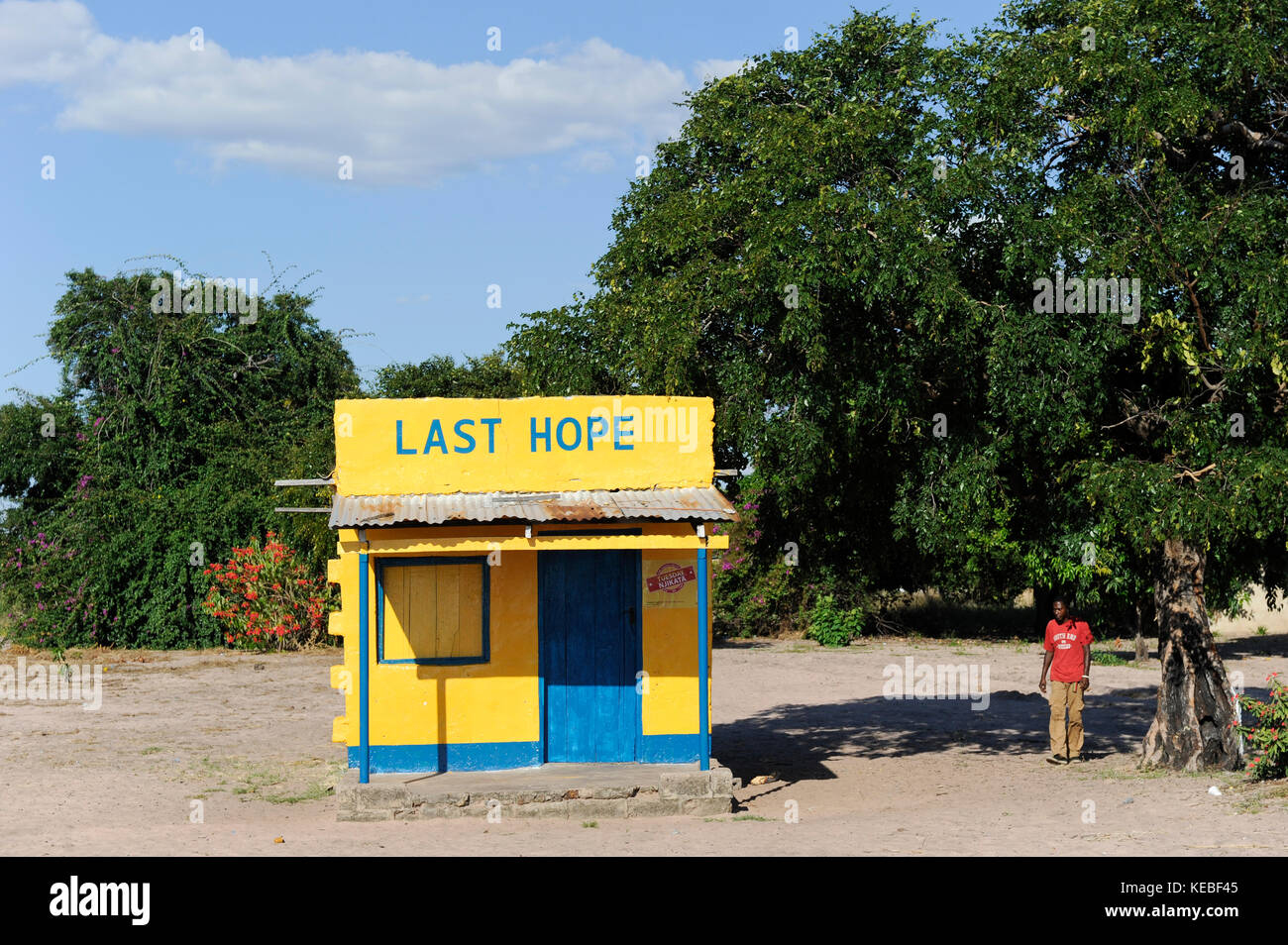 La Zambie Rhône Mongu, boutique avec le nom d'administration dernier espoir Banque D'Images