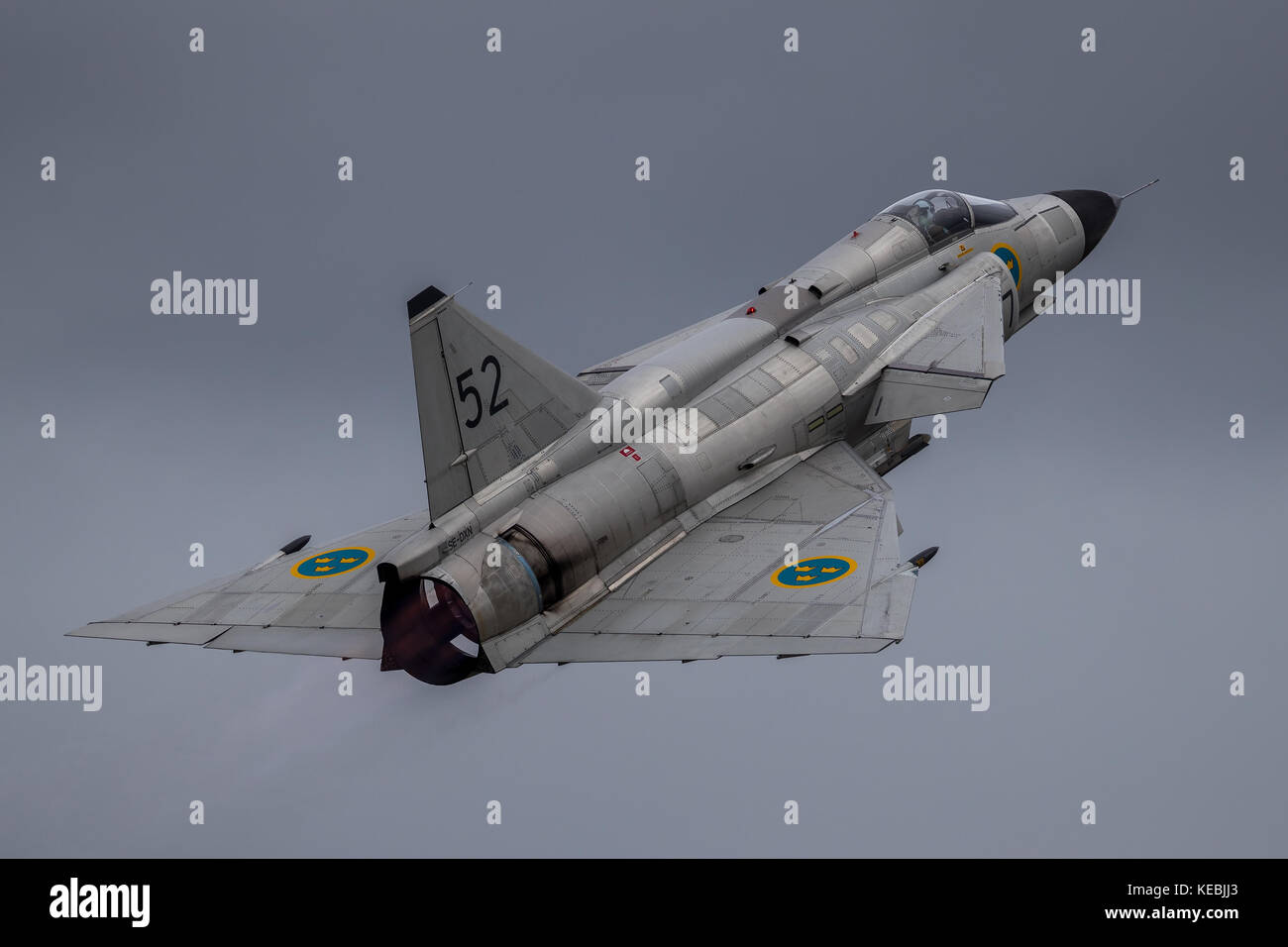 Le Saab viggen a été l'épine dorsale de l'aviation suédoise entre 1971 et 2005. Un seul est maintenu en état de navigabilité, et un être vu à divers meetings. Banque D'Images