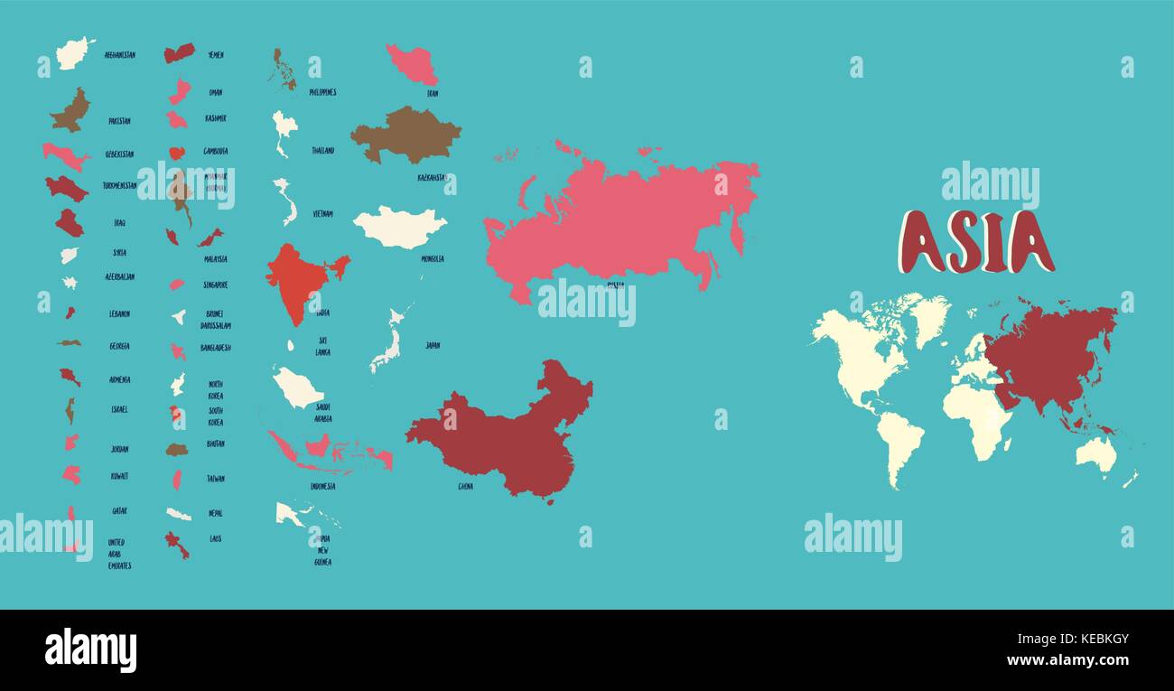 Carte du monde asie illustration vectorielle très détaillées Illustration de Vecteur