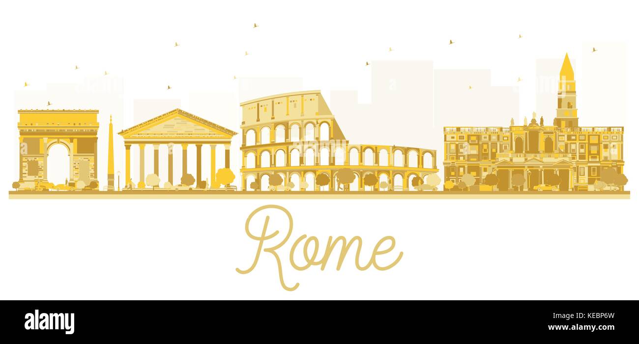 Rome ville golden silhouette. vector illustration. Les voyages d'affaires. concept urbain de Rome avec repères. Illustration de Vecteur