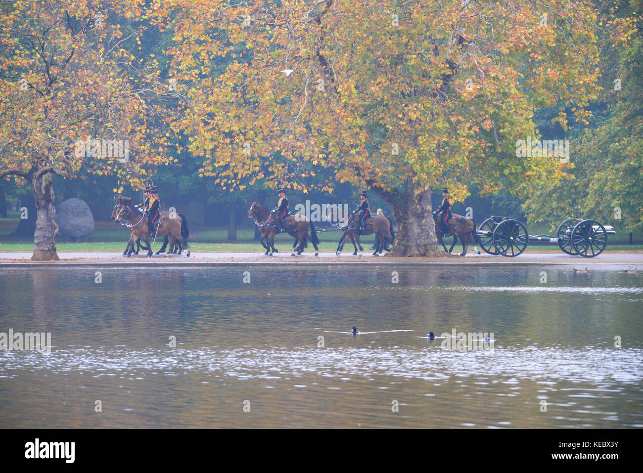 Royal Review of the King's Troop Royal Horse Artillery pour leur 70e anniversaire à Hyde Park, à Londres, Royaume-Uni Banque D'Images