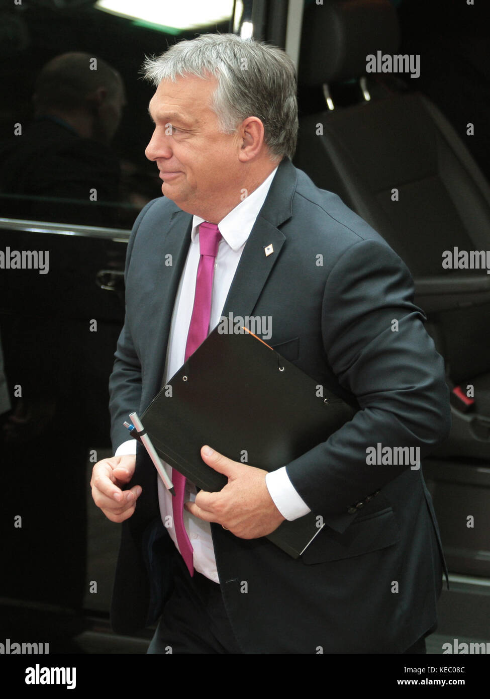 Bruxelles, Belgique. 19 oct, 2017. Victor Orban, le premier ministre de la Hongrie au Conseil européen. crédit : leo cavallo/Alamy live news Banque D'Images