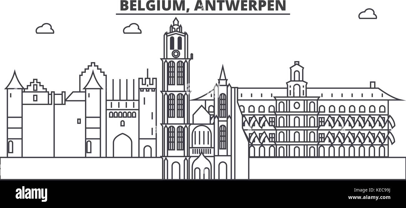 France, ligne de l'architecture illustration vecteur linéaire. skyline Vue urbaine avec des sites célèbres de la ville, sites touristiques, icones du paysage avec coups modifiable. Illustration de Vecteur